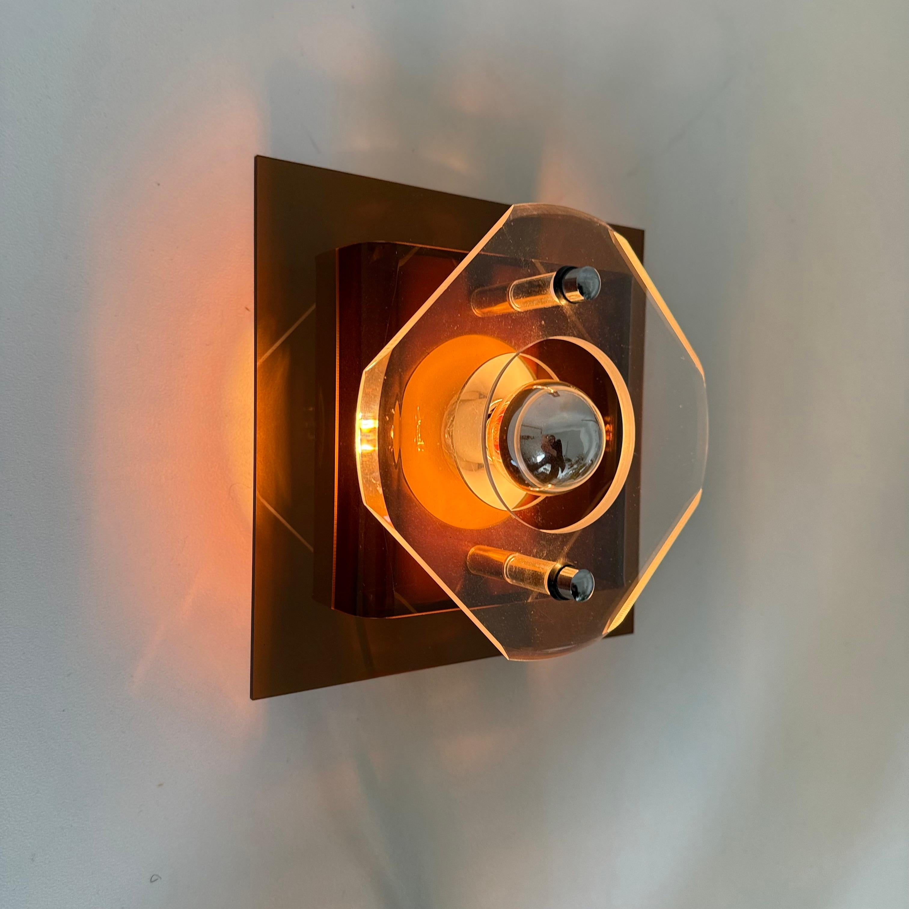 Dutch Mid century Herda Plexiglas wall lamp sconce , 1970s