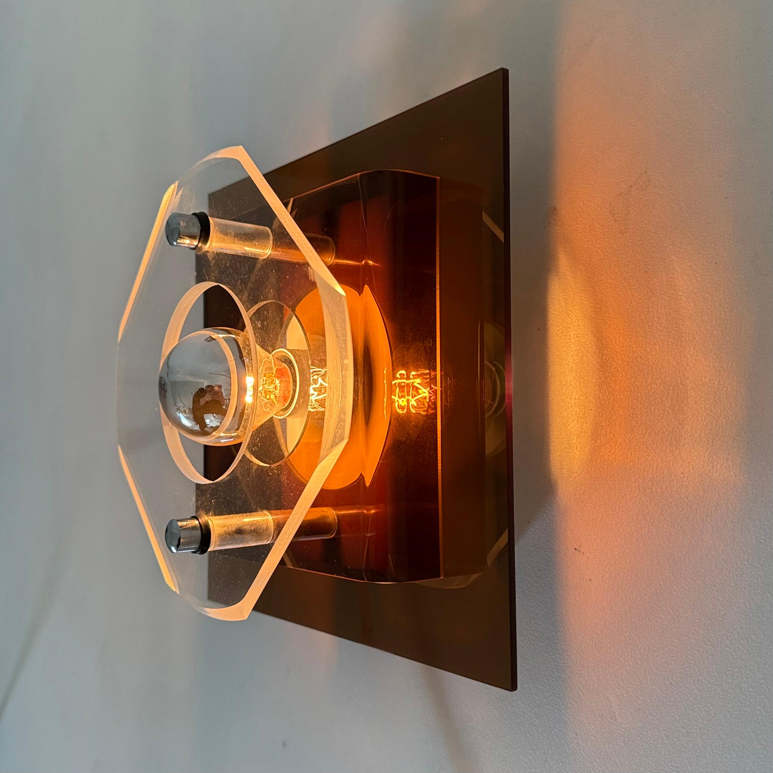 Late 20th Century Mid century Herda Plexiglas wall lamp sconce , 1970s