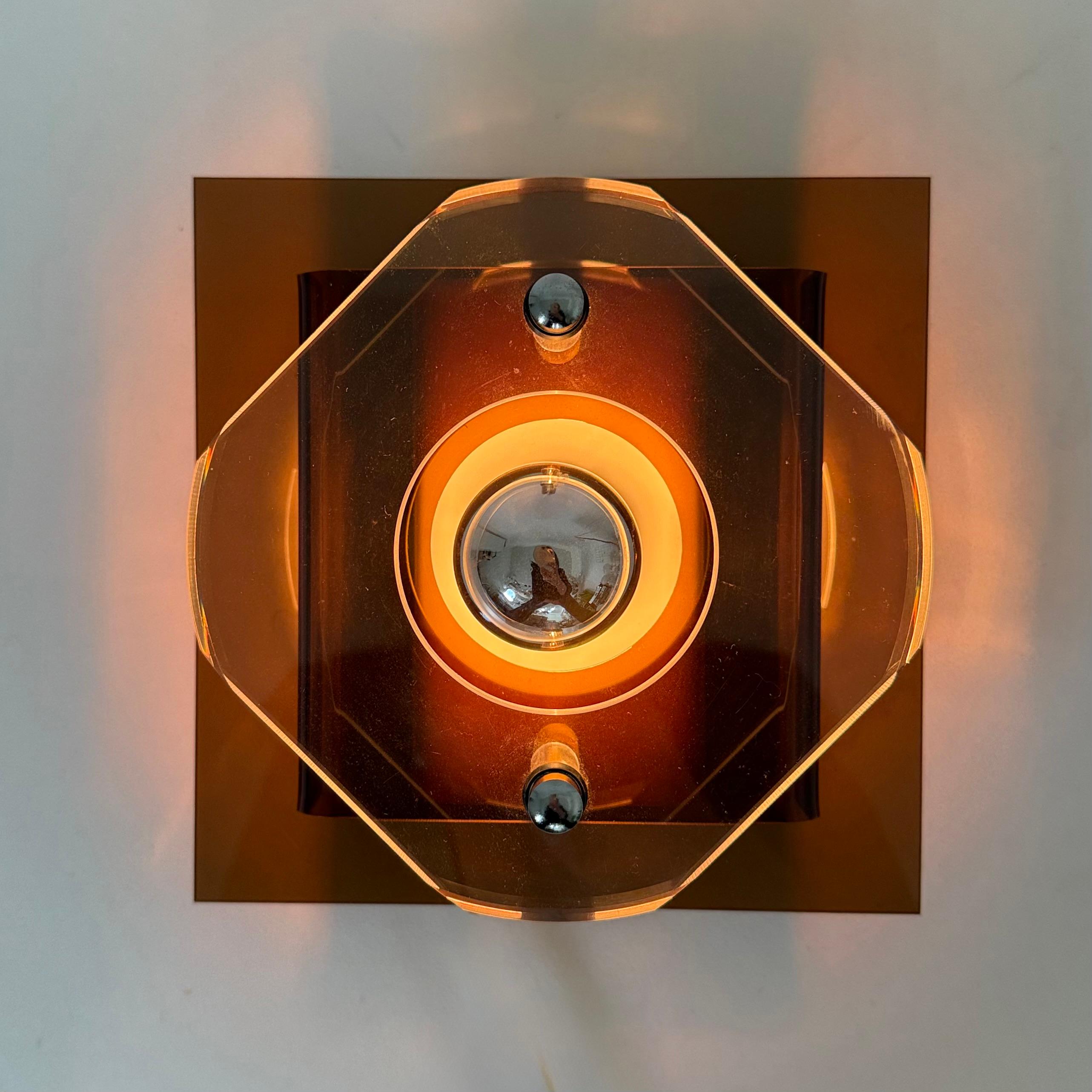 Mid century Herda Plexiglas wall lamp sconce , 1970s 1
