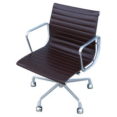 Mid-Century Herman Miller Eames Aluminum Group Management Chair Espresso Leather