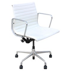 Mid-Century Herman Miller Eames Aluminum Group White Leather Management Chair