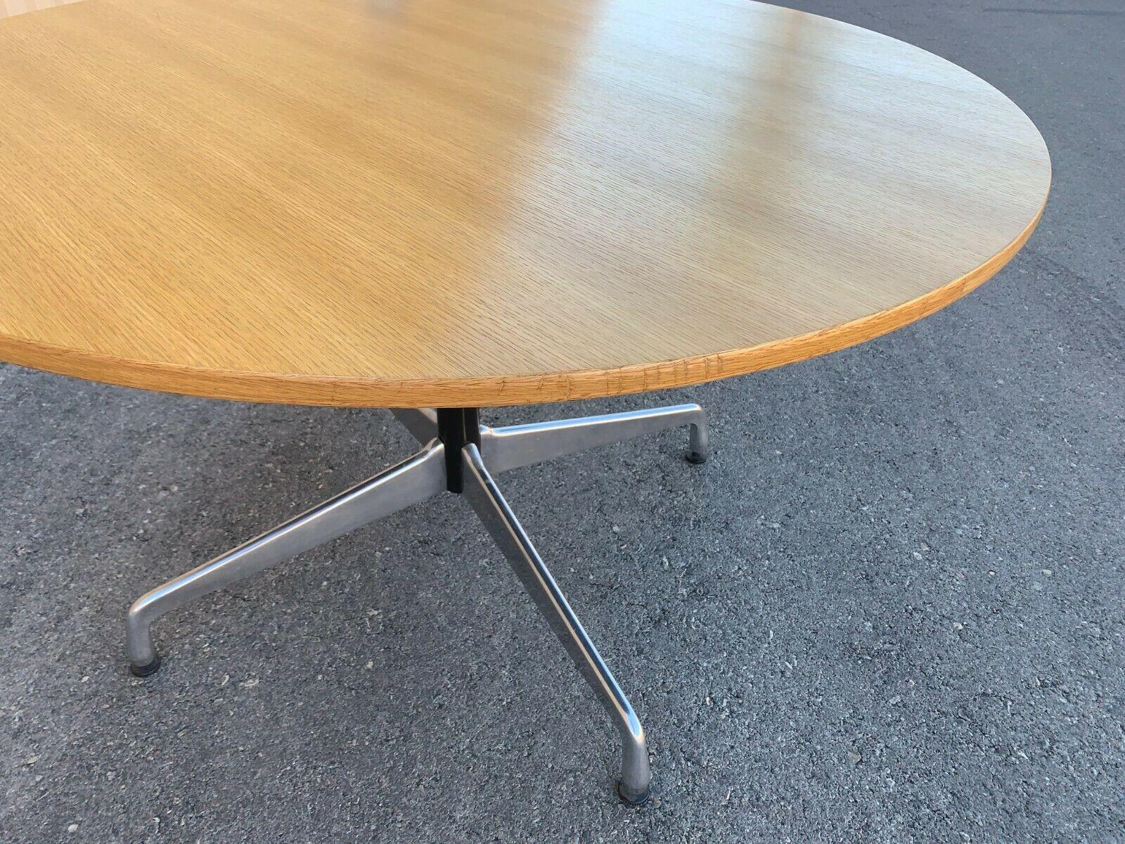 Late 20th Century Mid Century Herman Miller Oak Eames Round Dining Table