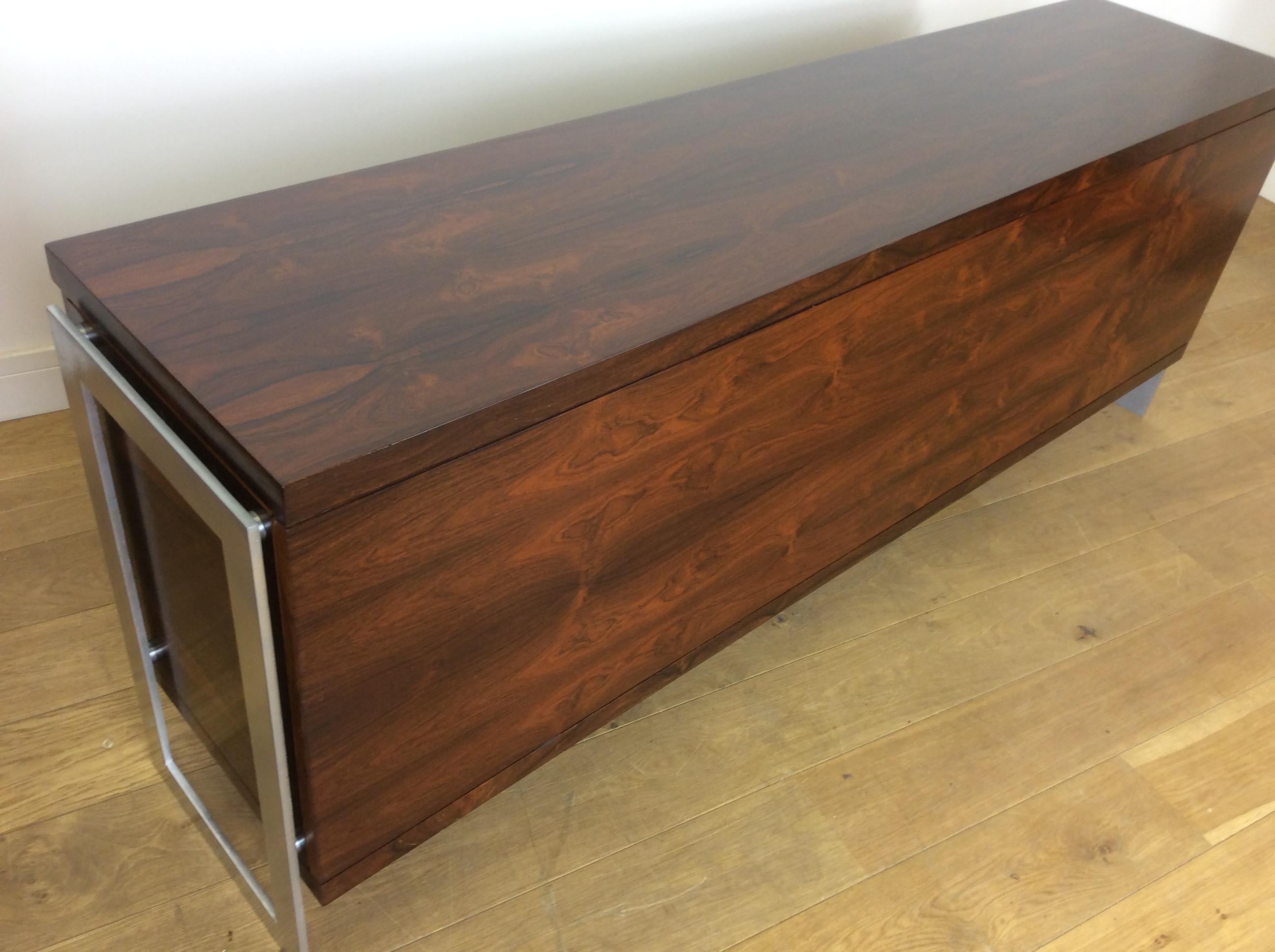 Midcentury Herman Miller Rosewood and Chrome Sideboard For Sale 13