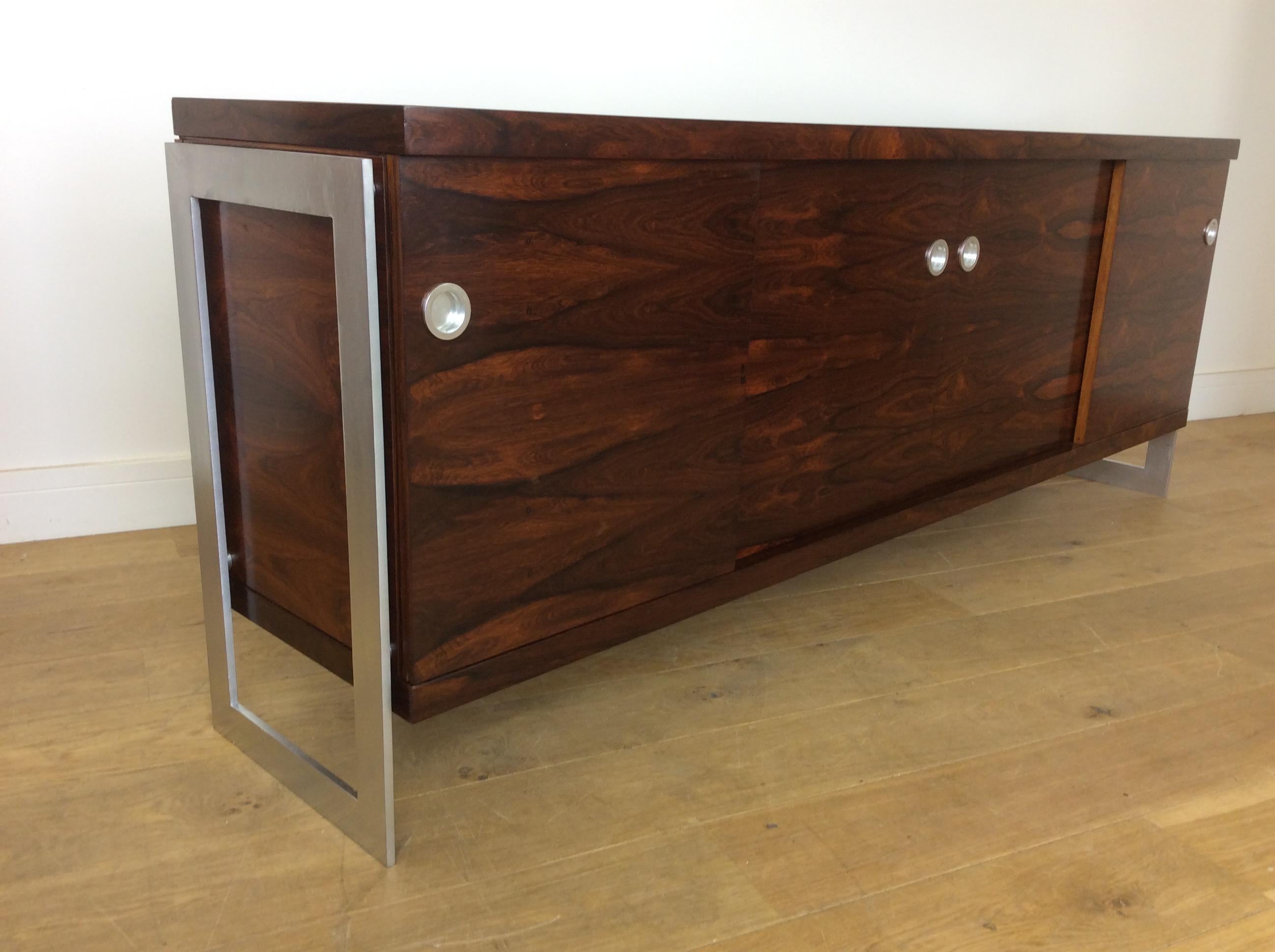 Midcentury Herman Miller Rosewood and Chrome Sideboard For Sale 1