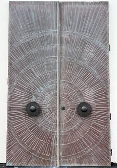 Mid Century Heroic Sunburst Double Doors, Bronze, McCarrol & Gillespie, 1971