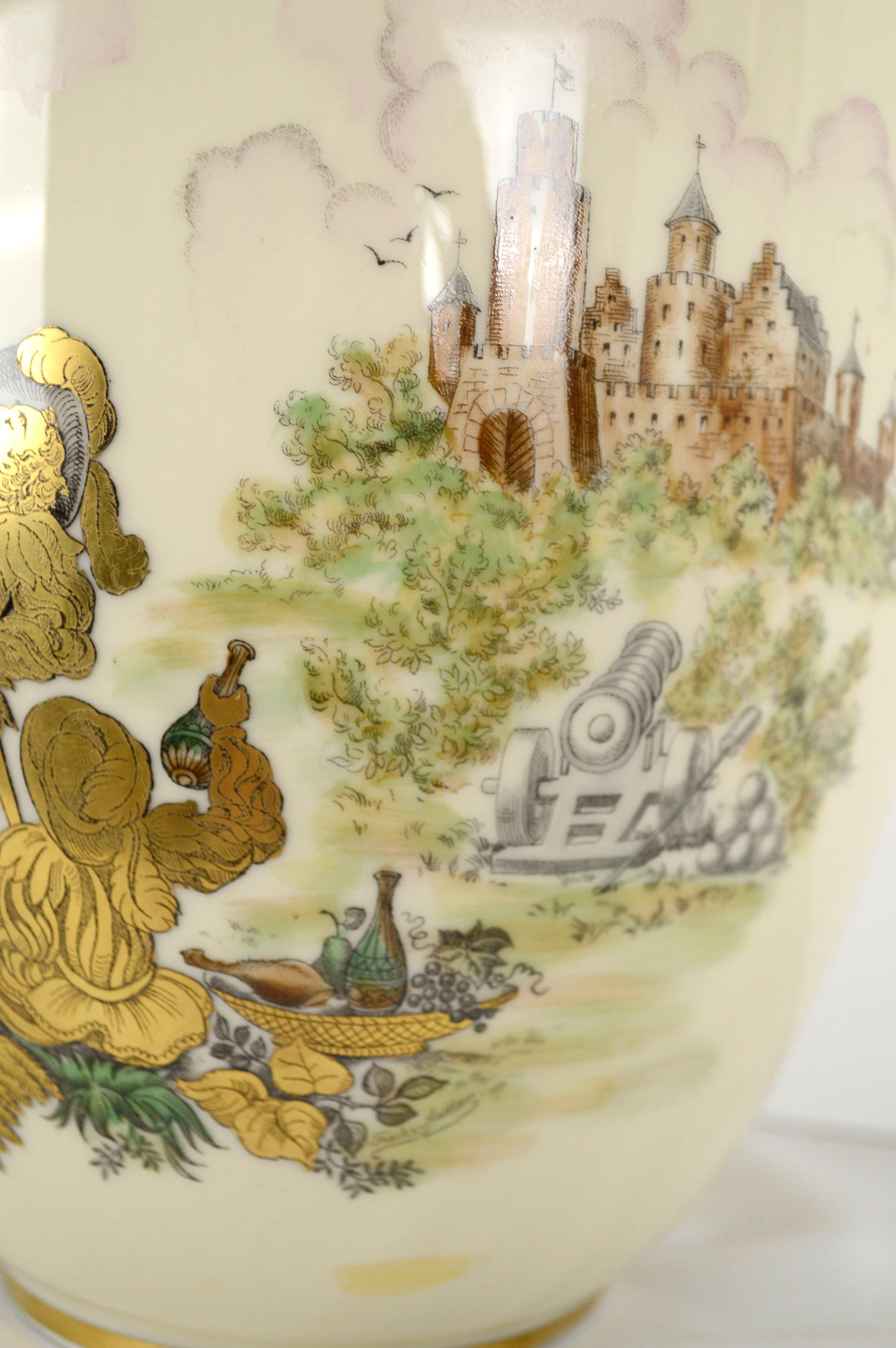 20ième siècle Pot  gingembre en porcelaine allemande Hertel Jacob du milieu du sicle dernier, sign Fuchs-Nadler en vente
