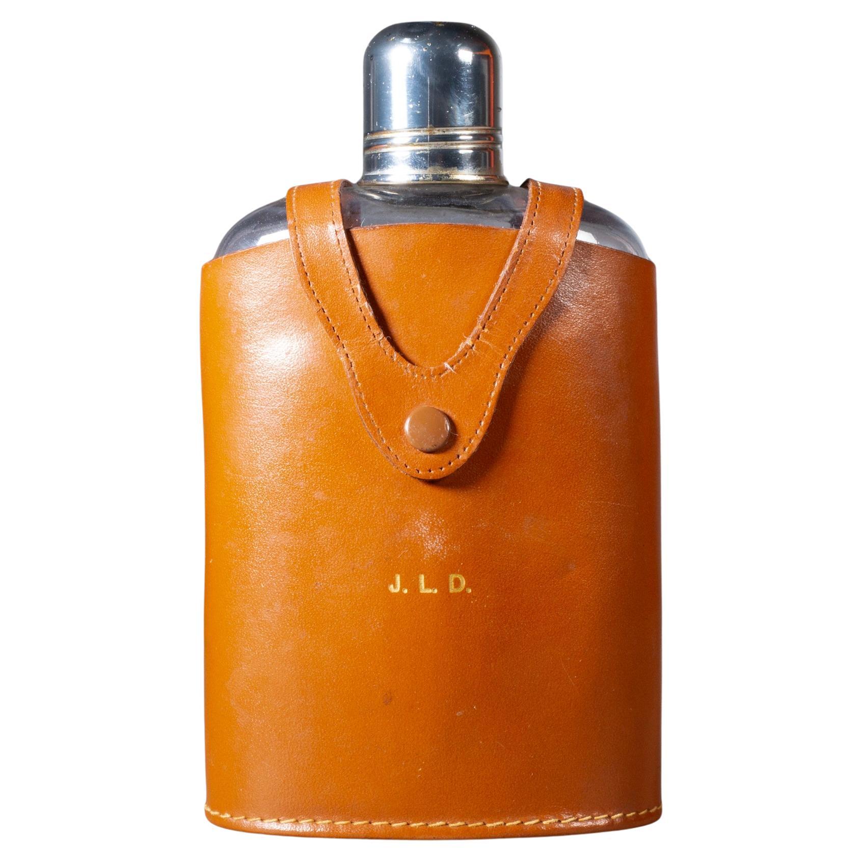 Mid-century Herz Germany Glass Flask with Leather Case c.1960