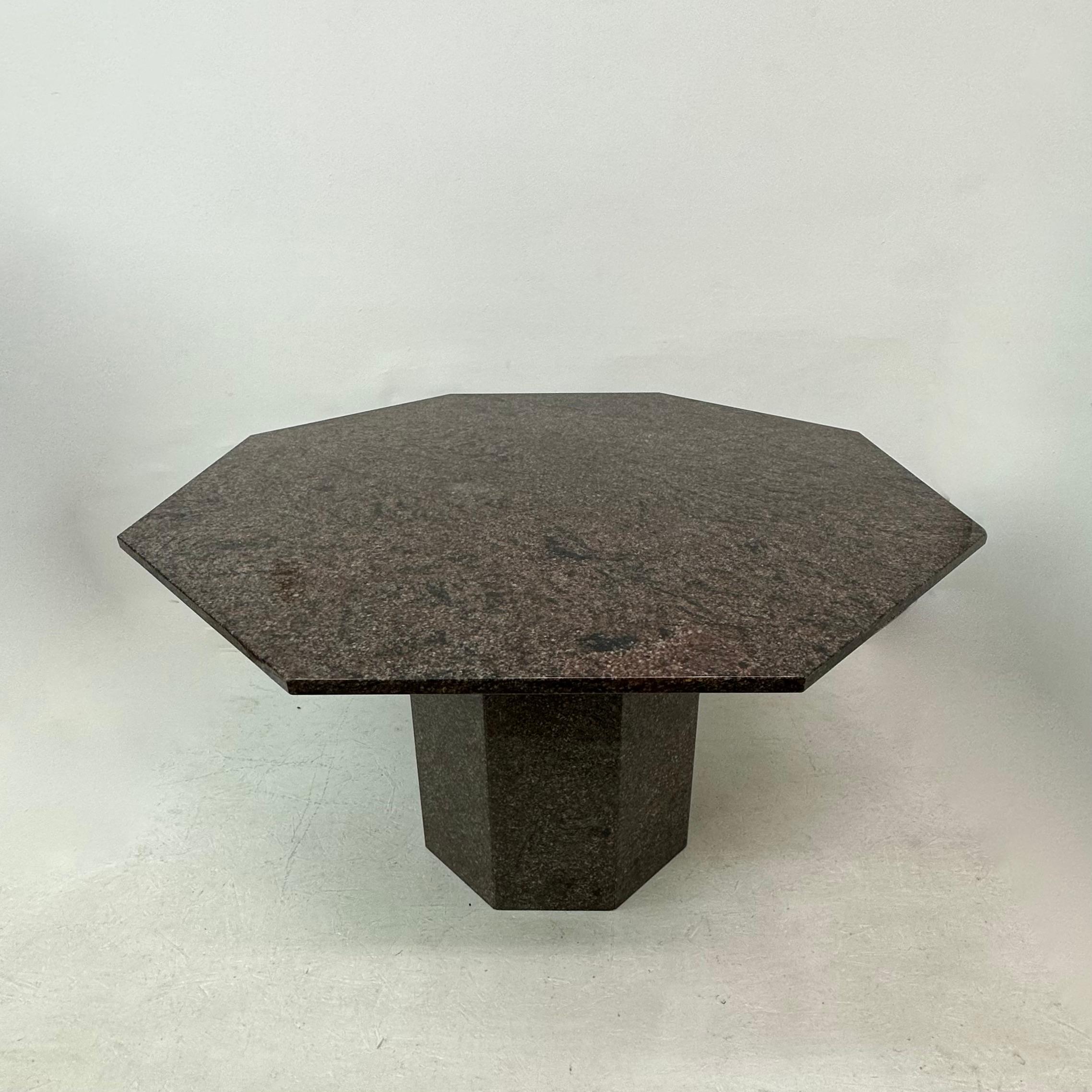Granite Mid century hexagonal granite dining table, 1980’s For Sale