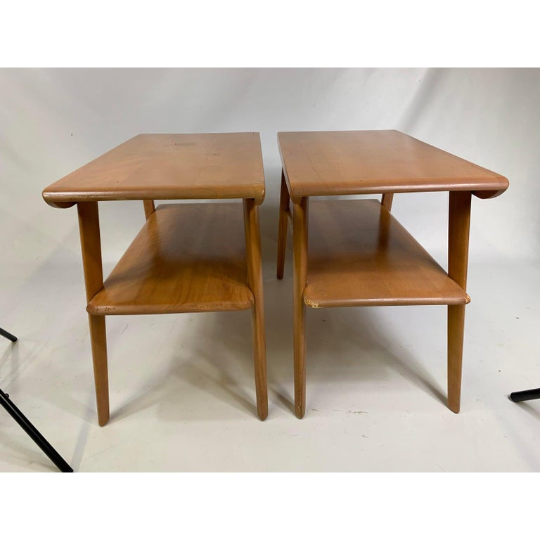 MidCentury Heywood Wakefield Champagne Finish Stands, a Pair at 1stDibs