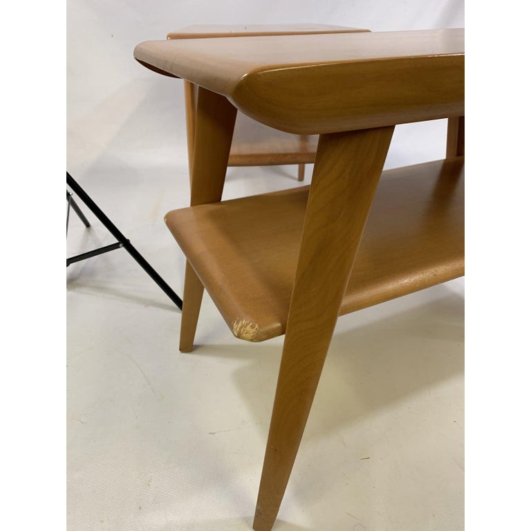 MidCentury Heywood Wakefield Champagne Finish Stands, a Pair at 1stDibs