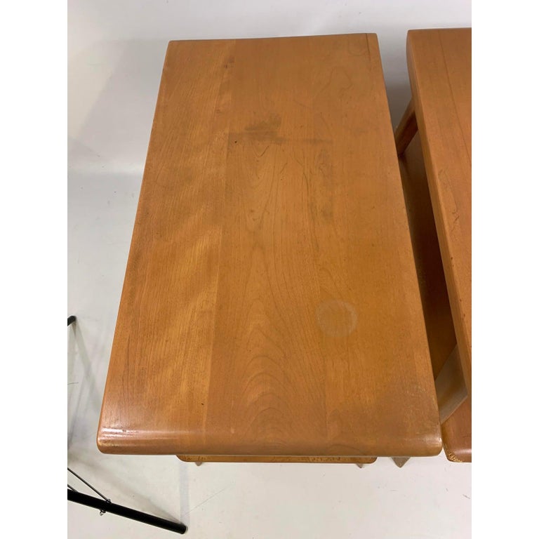 MidCentury Heywood Wakefield Champagne Finish Stands, a Pair at 1stDibs