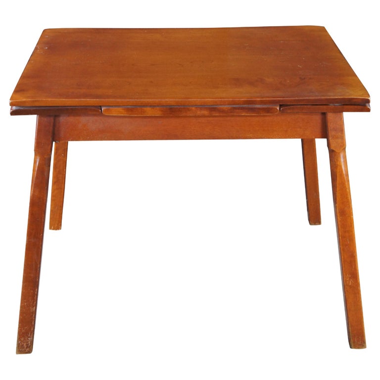 Mid Century Heywood Wakefield Maple Draw Leaf Extendable Dining Table MCM