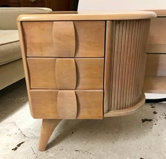 Midcentury Heywood Wakefield Sculptura Champagne Entertainment Center Console