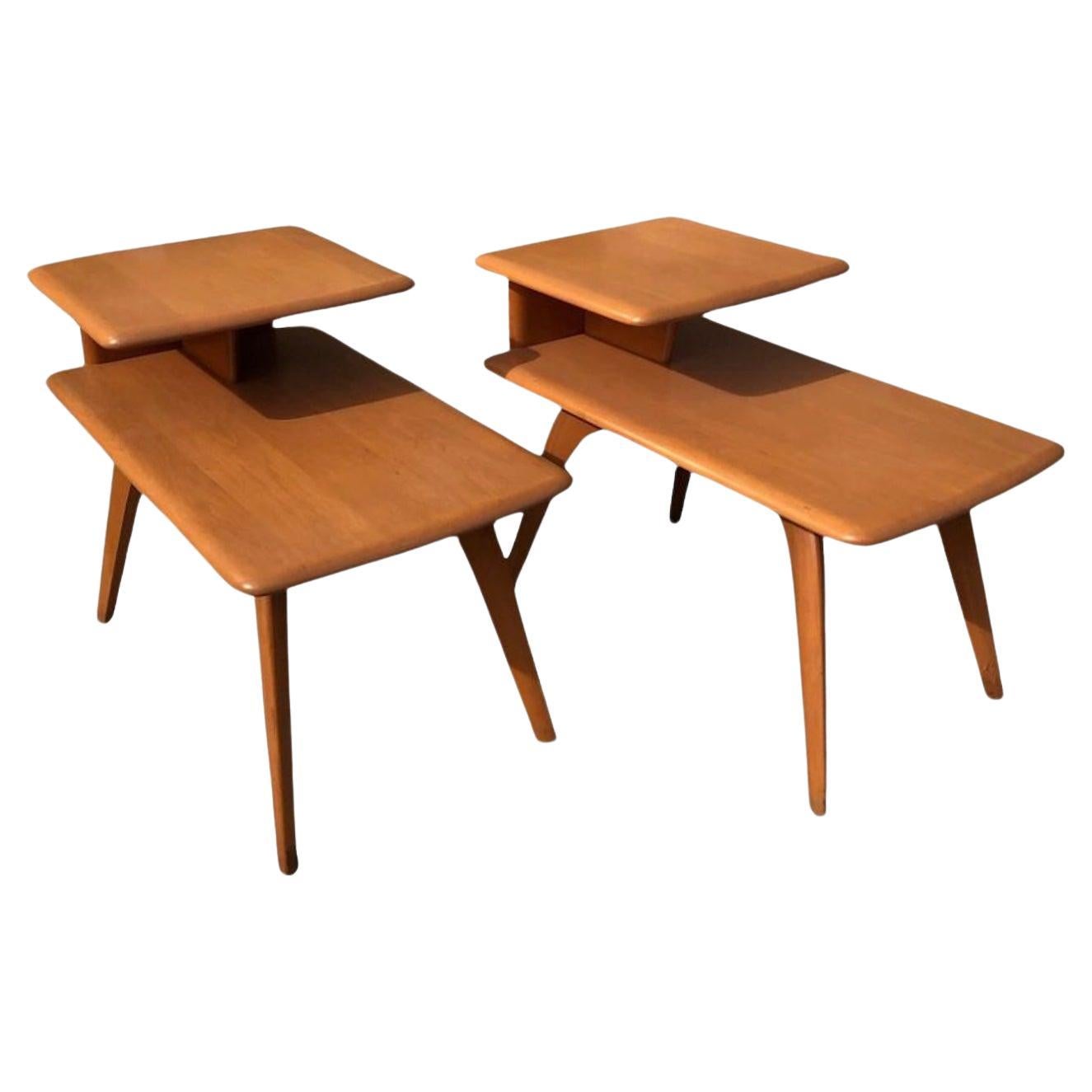 Mid Century Heywood Wakefield Step End Tables. For Sale