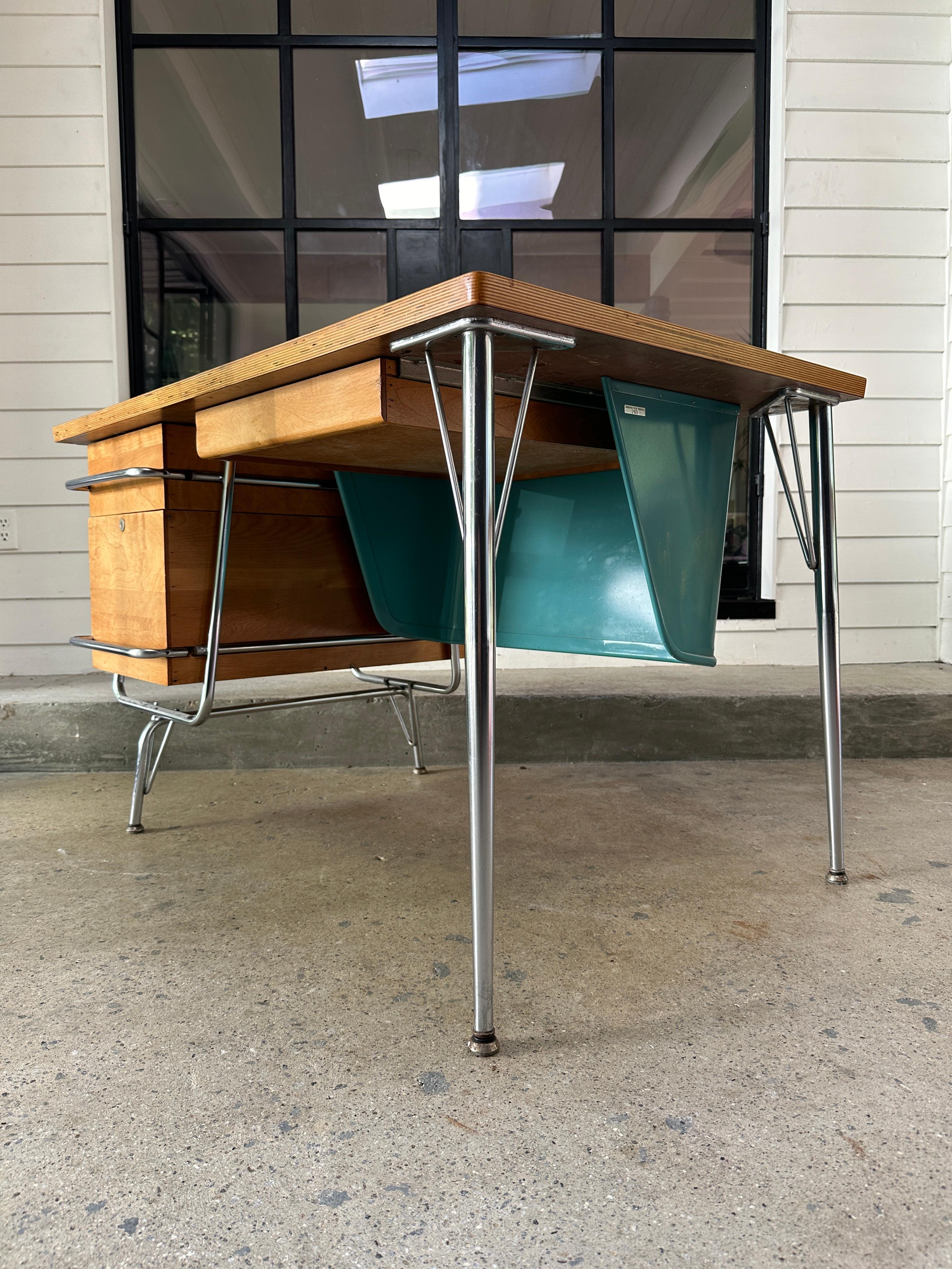 Mid Century Heywood Wakefield Trimline desk by Kem Weber design 1