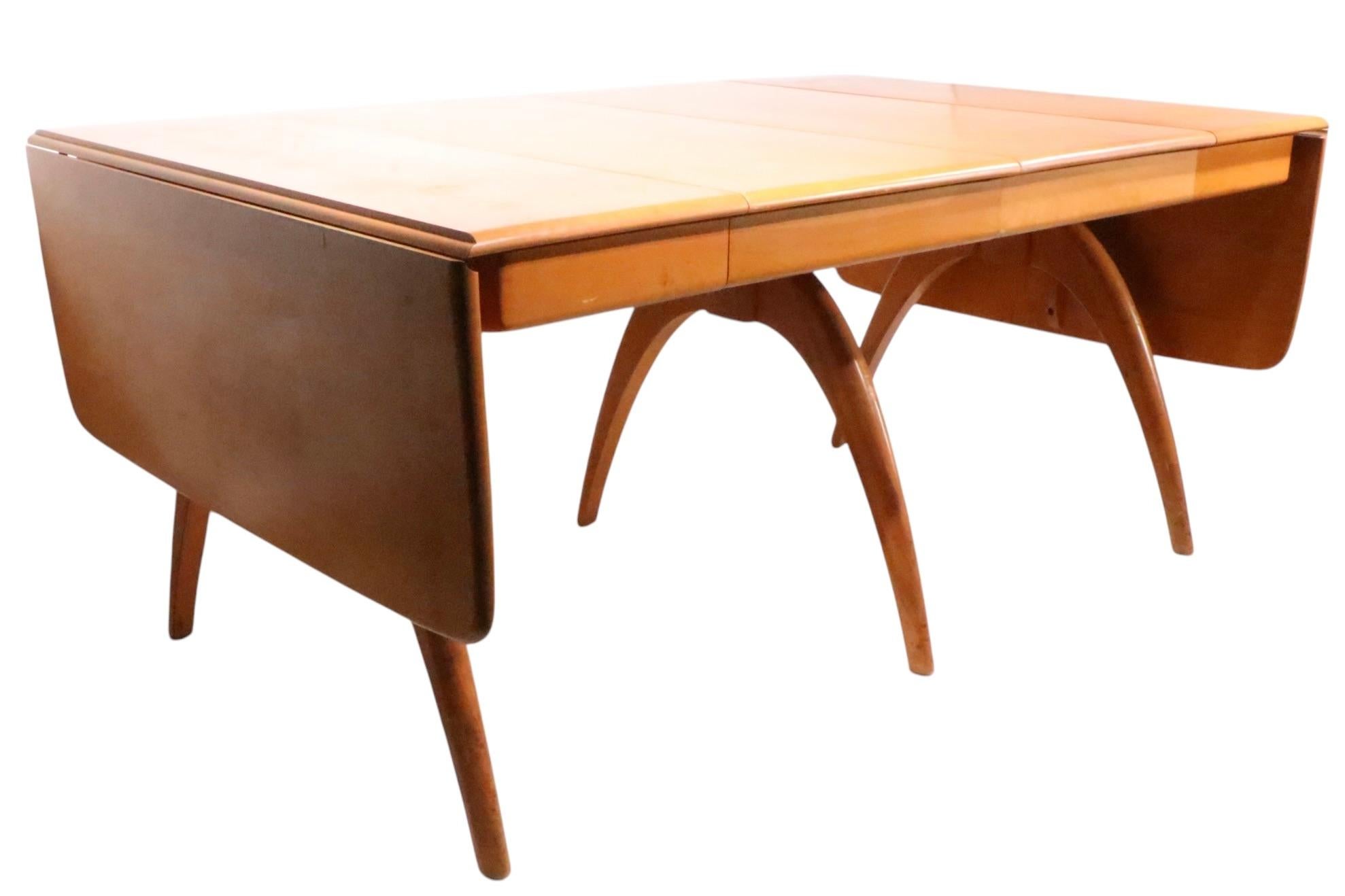 Mid Century Heywood Wakefield Wishbone Dining Table with two leaves c 1950/60's 3