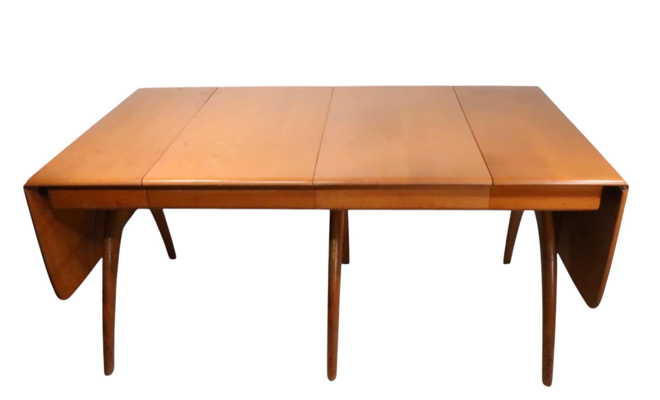 Mid Century Heywood Wakefield Wishbone Dining Table with two leaves c 1950/60's 4