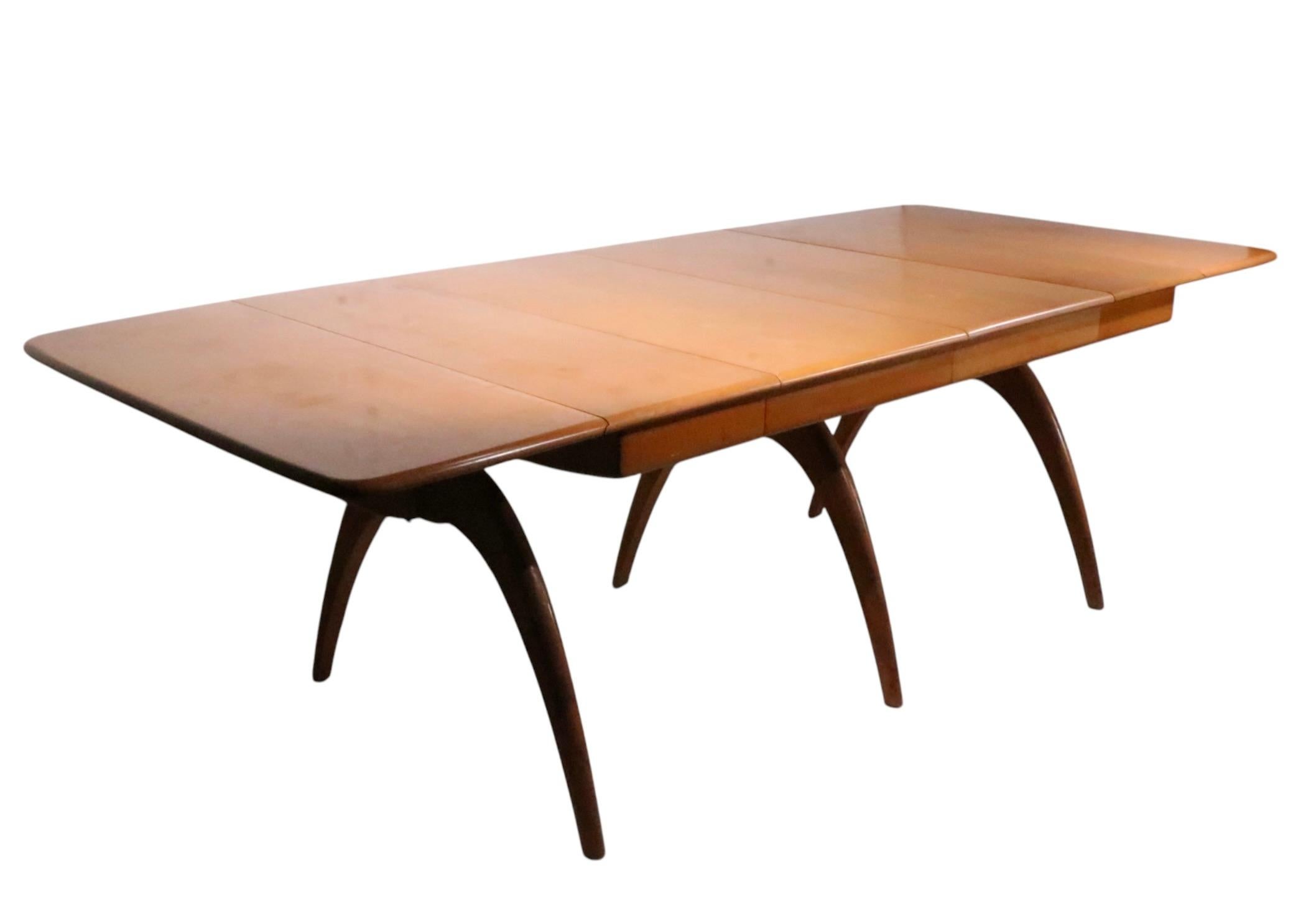 Mid Century Heywood Wakefield Wishbone Dining Table with two leaves c 1950/60's 5