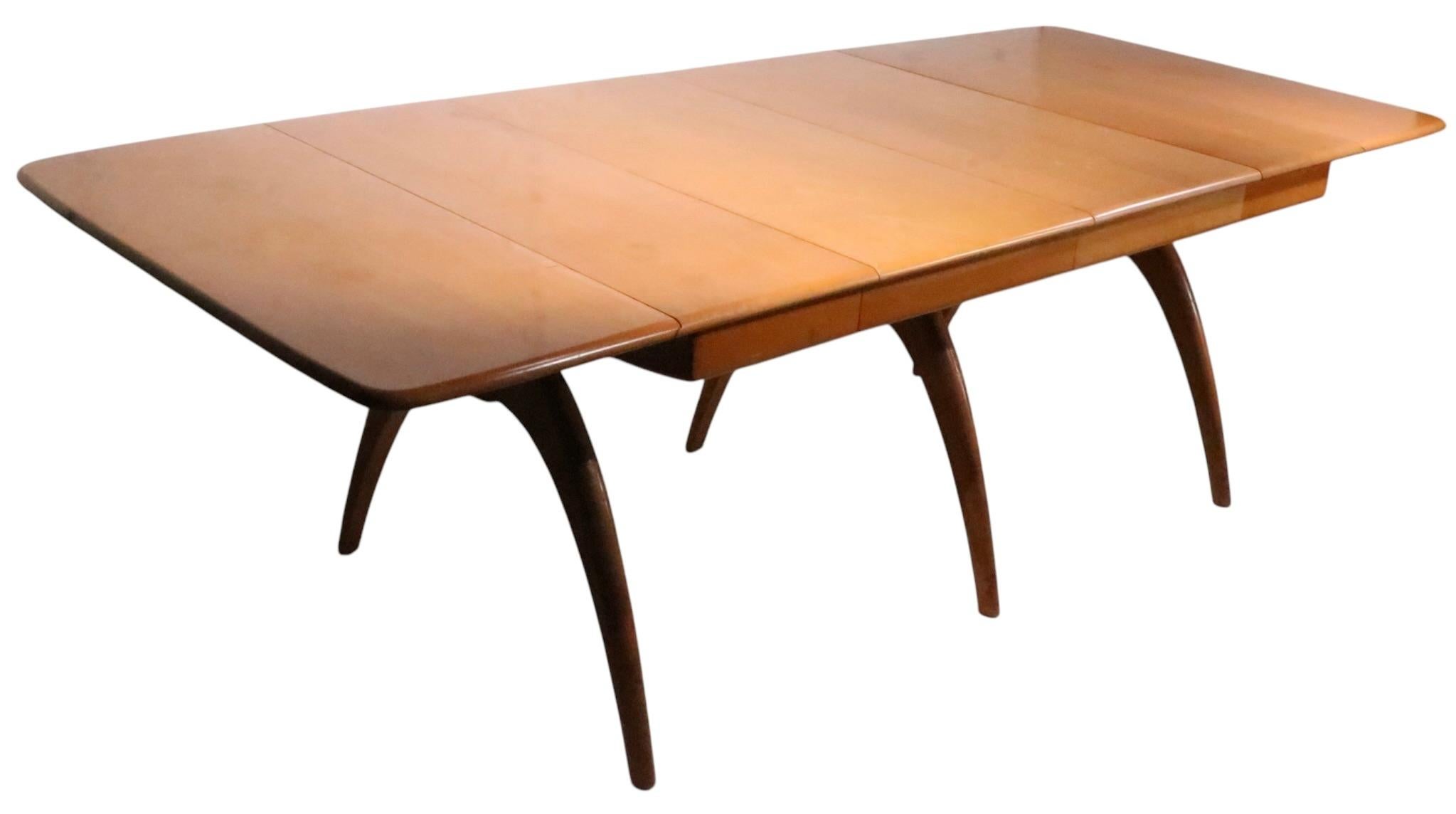 Mid Century Heywood Wakefield Wishbone Dining Table with two leaves c 1950/60's 6