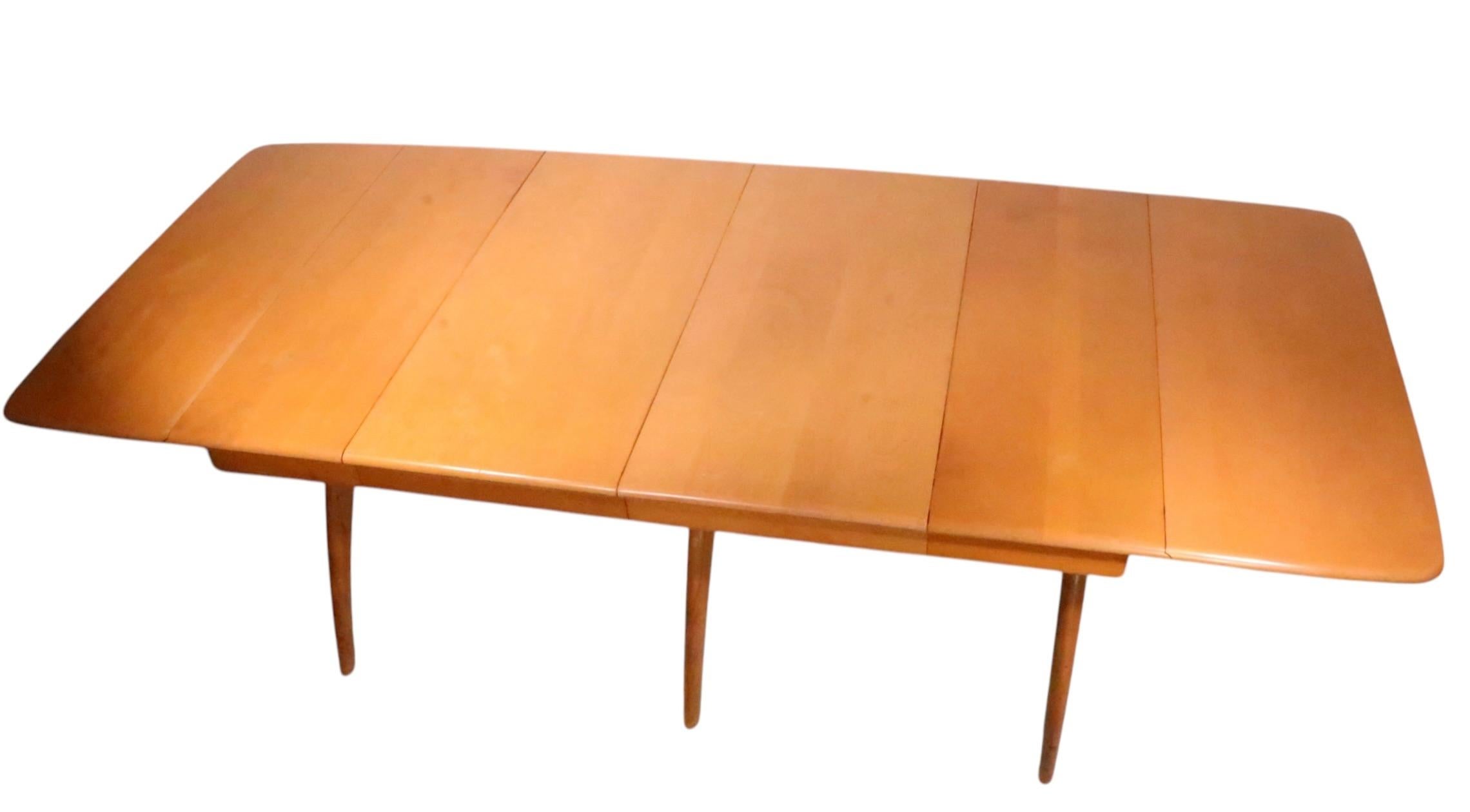 Mid Century Heywood Wakefield Wishbone Dining Table with two leaves c 1950/60's 7