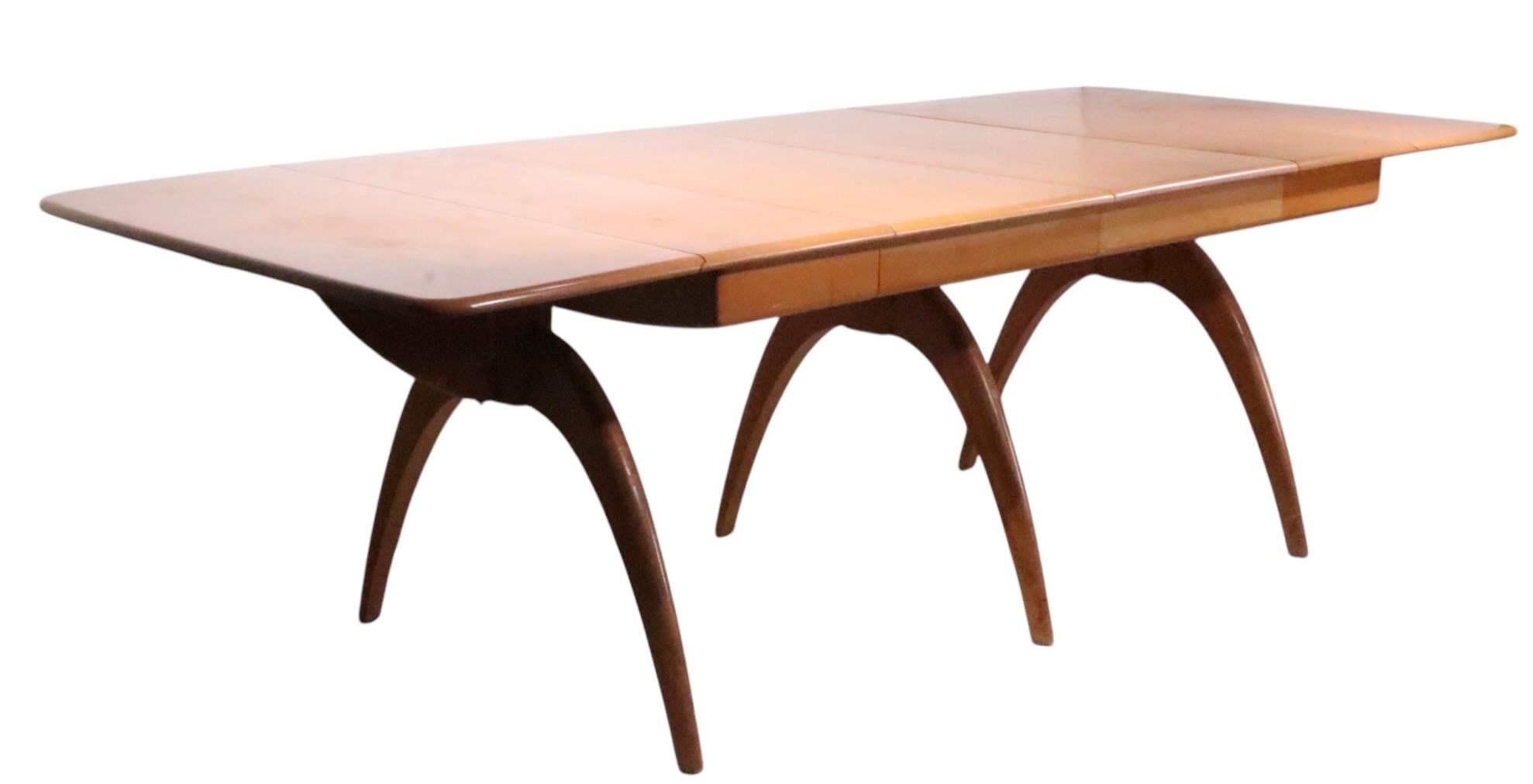 Mid Century Heywood Wakefield Wishbone Dining Table with two leaves c 1950/60's 8