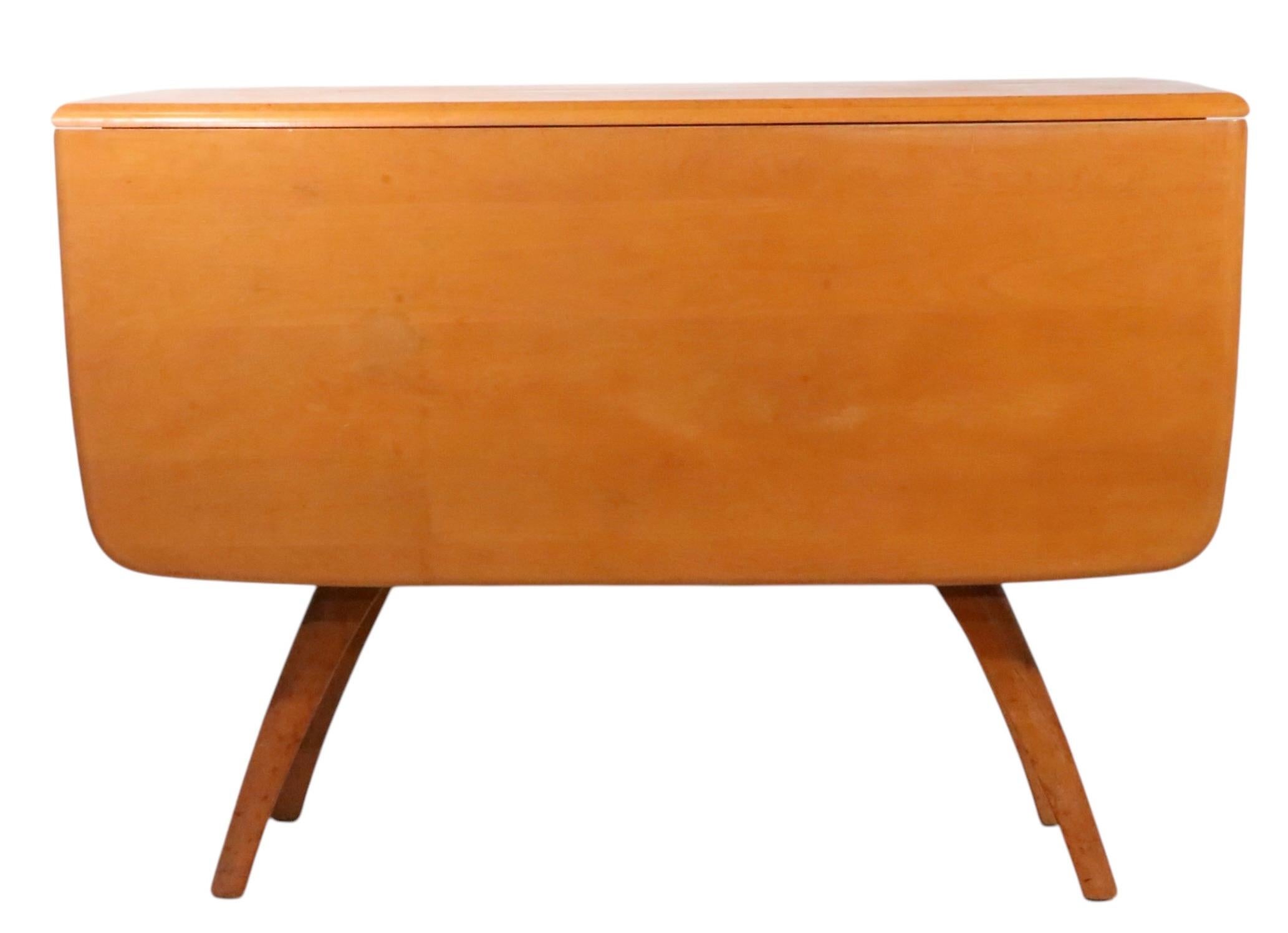 Mid Century Heywood Wakefield Wishbone Dining Table with two leaves c 1950/60's 13