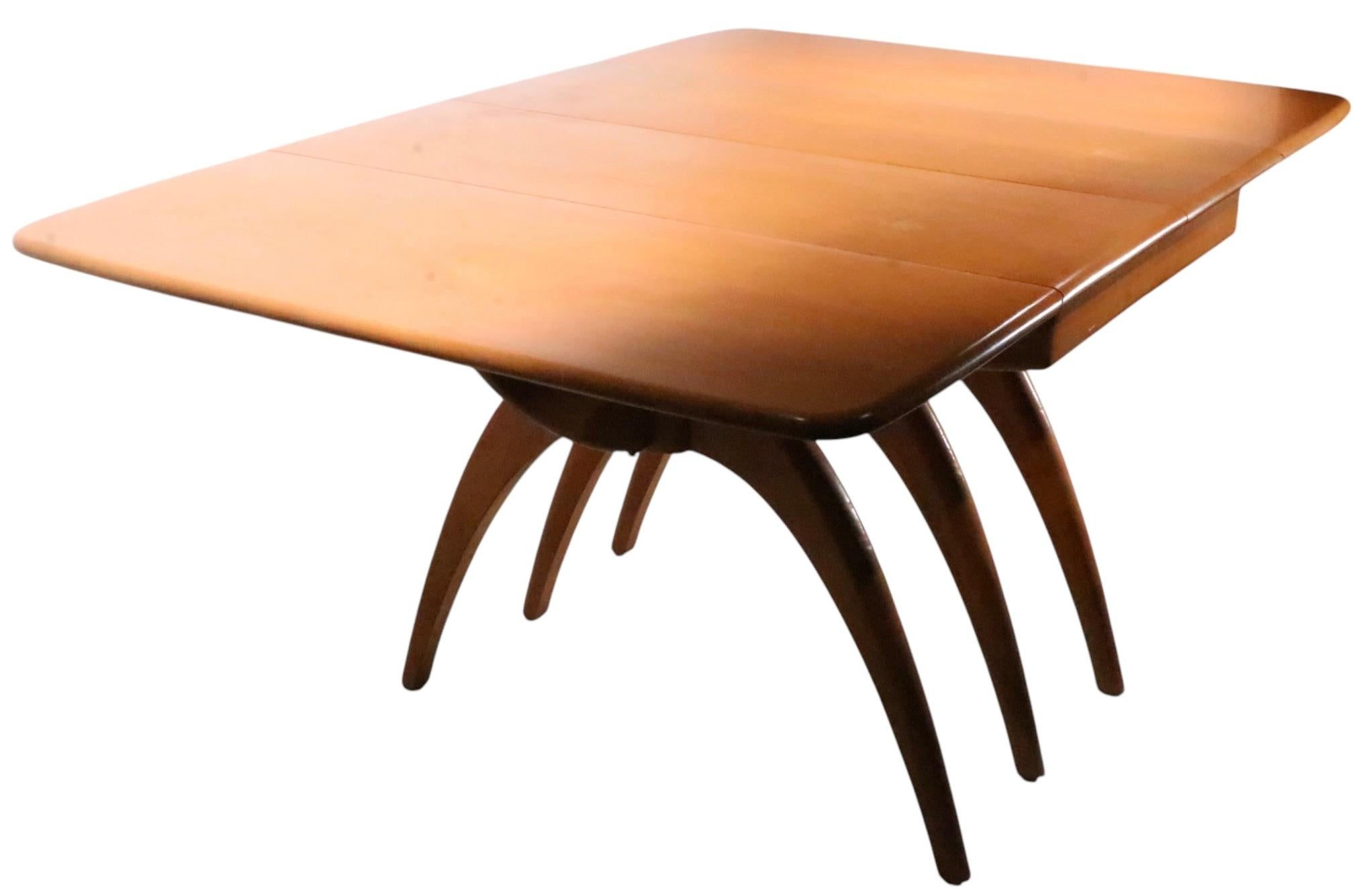 20th Century Mid Century Heywood Wakefield Wishbone Dining Table with two leaves c 1950/60's