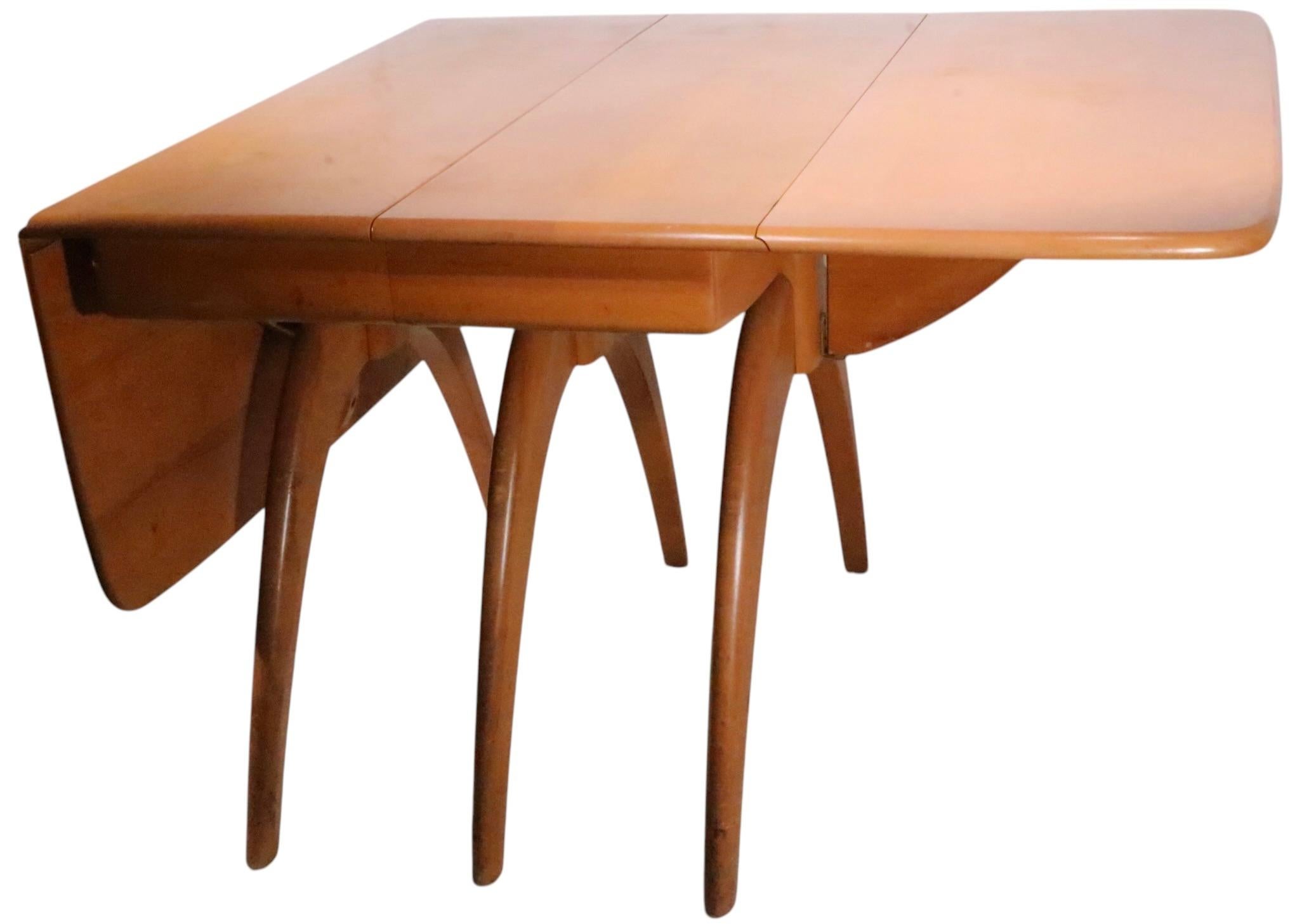Mid Century Heywood Wakefield Wishbone Dining Table with two leaves c 1950/60's 1