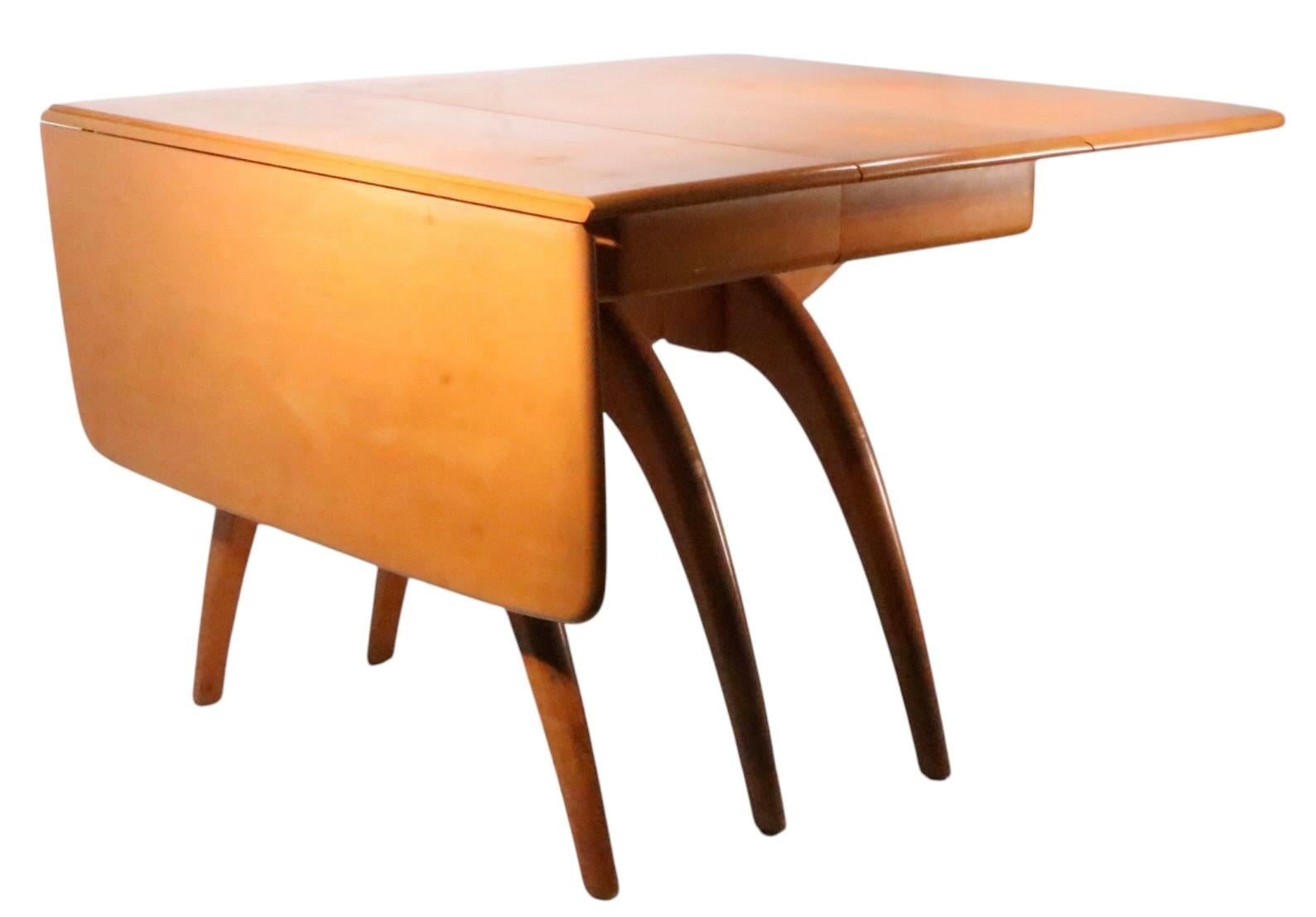 Mid Century Heywood Wakefield Wishbone Dining Table with two leaves c 1950/60's 2
