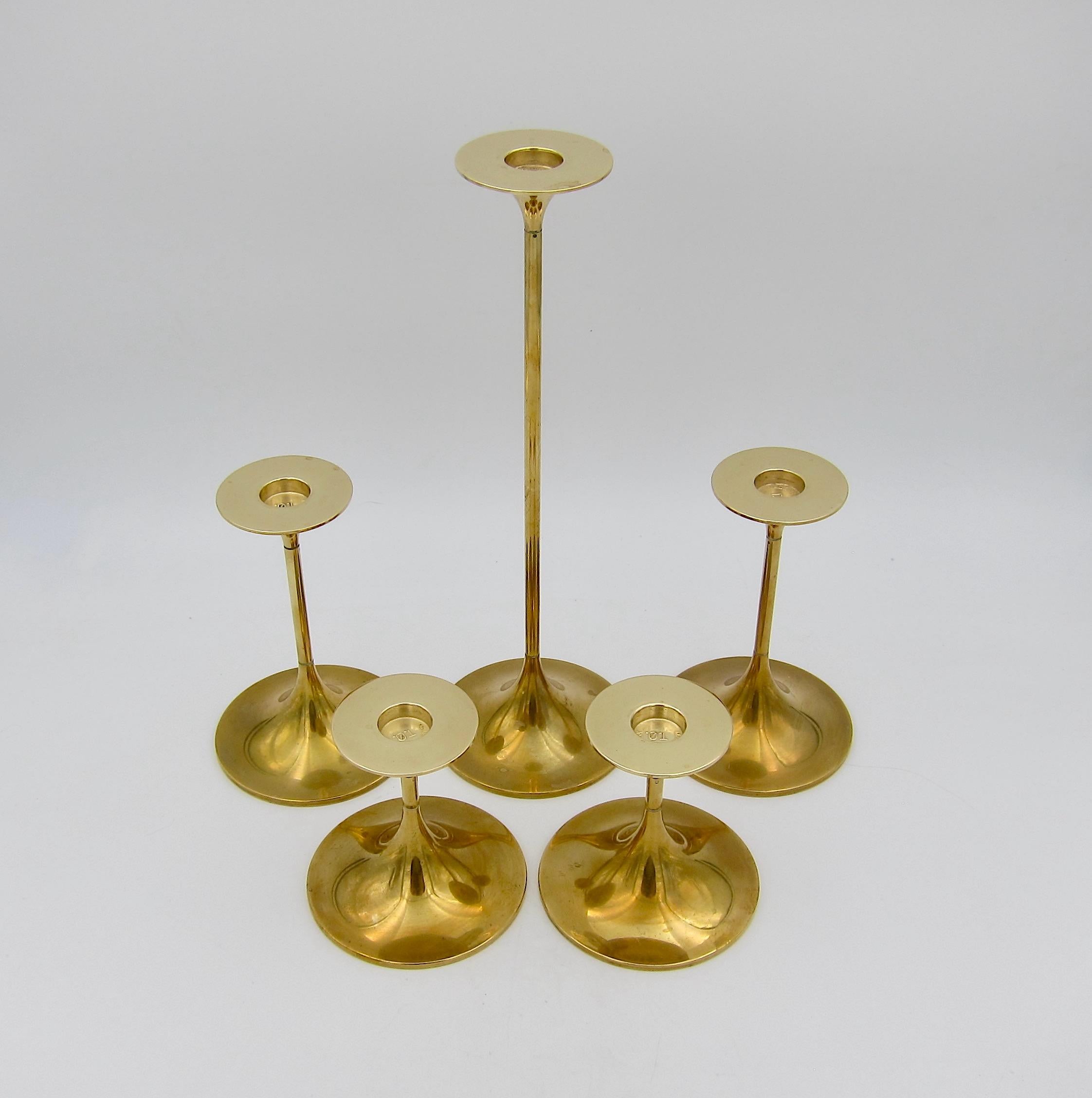 Danish Mid-Century Hi-Fi Brass Candlesticks by Max Brüel for Torben Orskov of Denmark