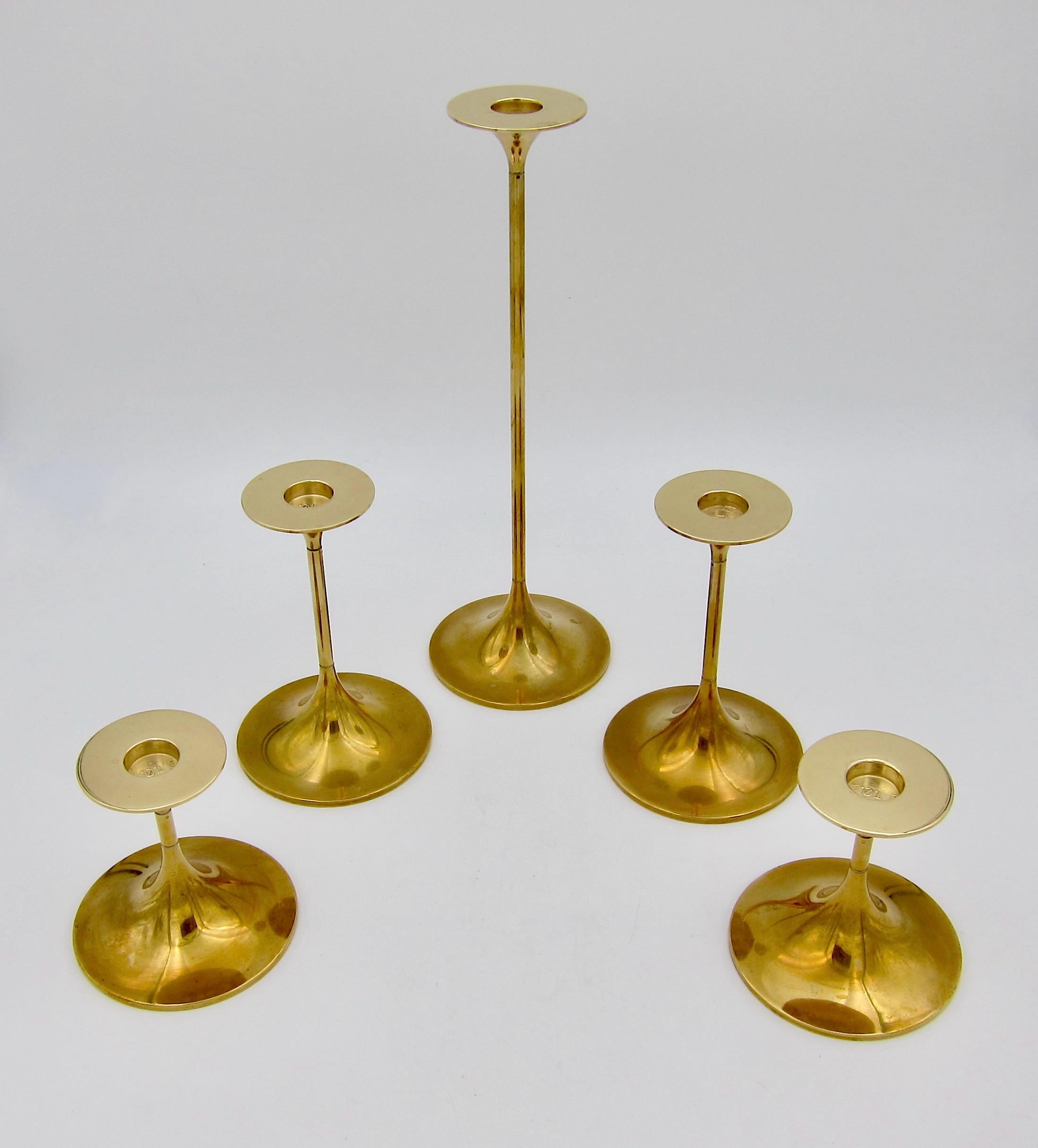 Mid-Century Hi-Fi Brass Candlesticks by Max Brüel for Torben Orskov of Denmark In Good Condition In Los Angeles, CA