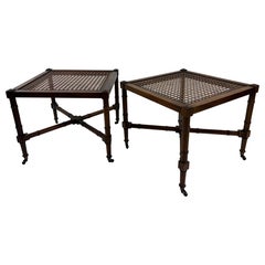 Mid-century Hickory chair company cane and walnut benches/pair