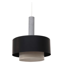 Mid-Century Hiemstra Black, White, and Gray Industrial Pendant Lamp