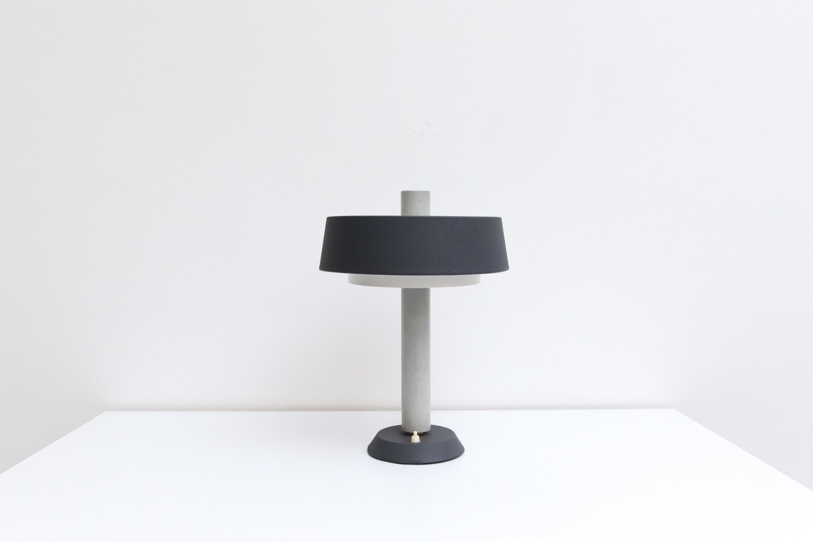 Mid-Century Modern Mid-Century Niek Hiemstra Evolux Table Lamp in Shades of Gray & White, 1960's For Sale