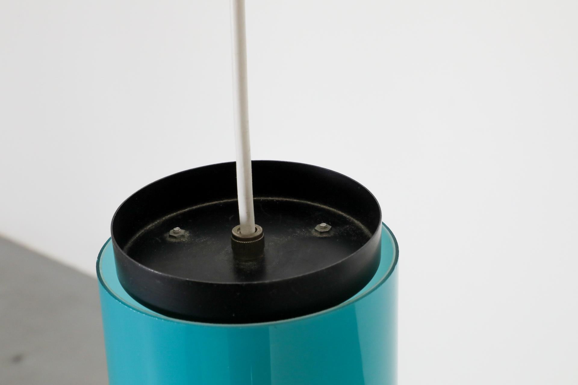 Mid-Century Hiemstra Pendant Light with Turquoise Glass Ring For Sale 4