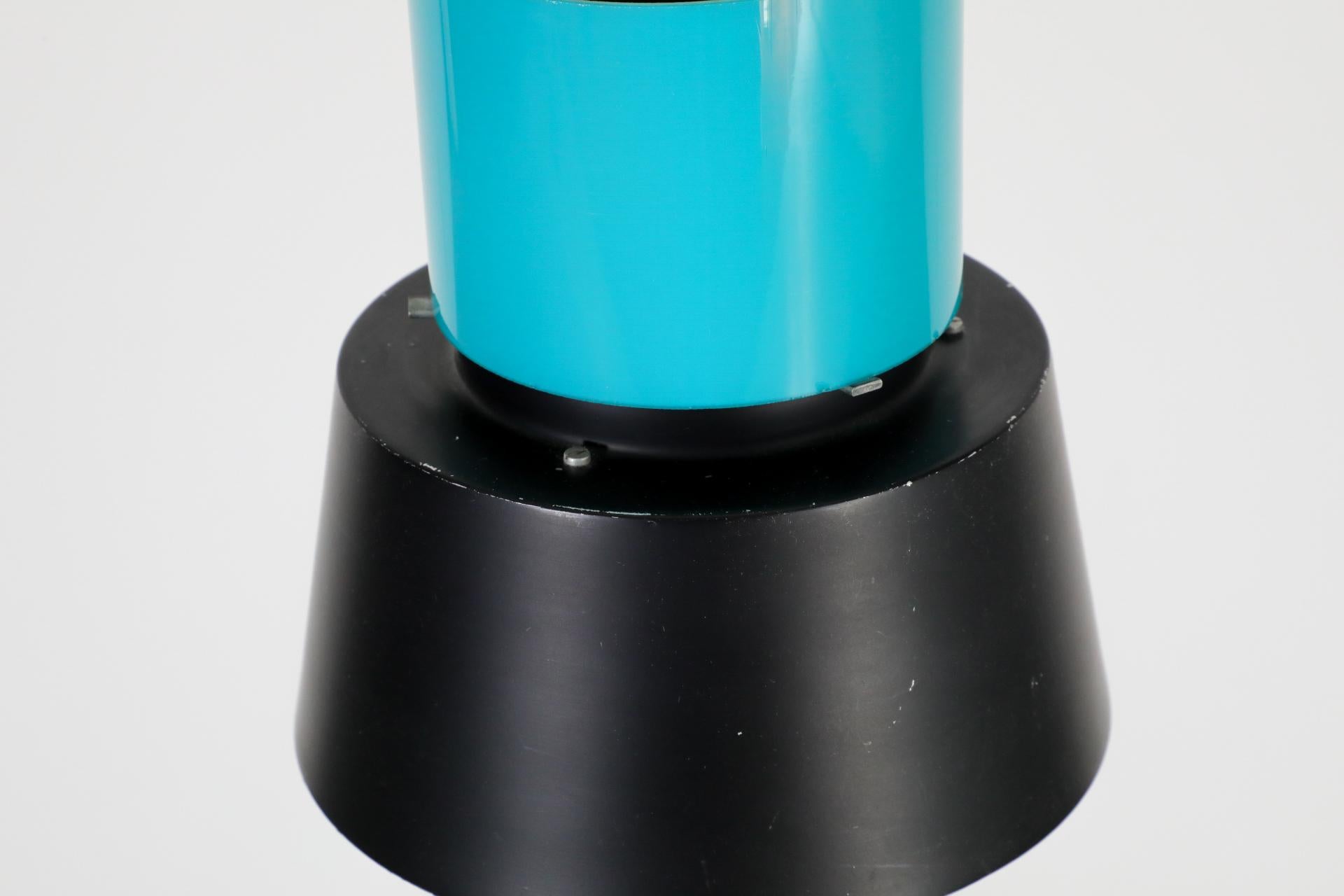 Mid-Century Hiemstra Pendant Light with Turquoise Glass Ring For Sale 1