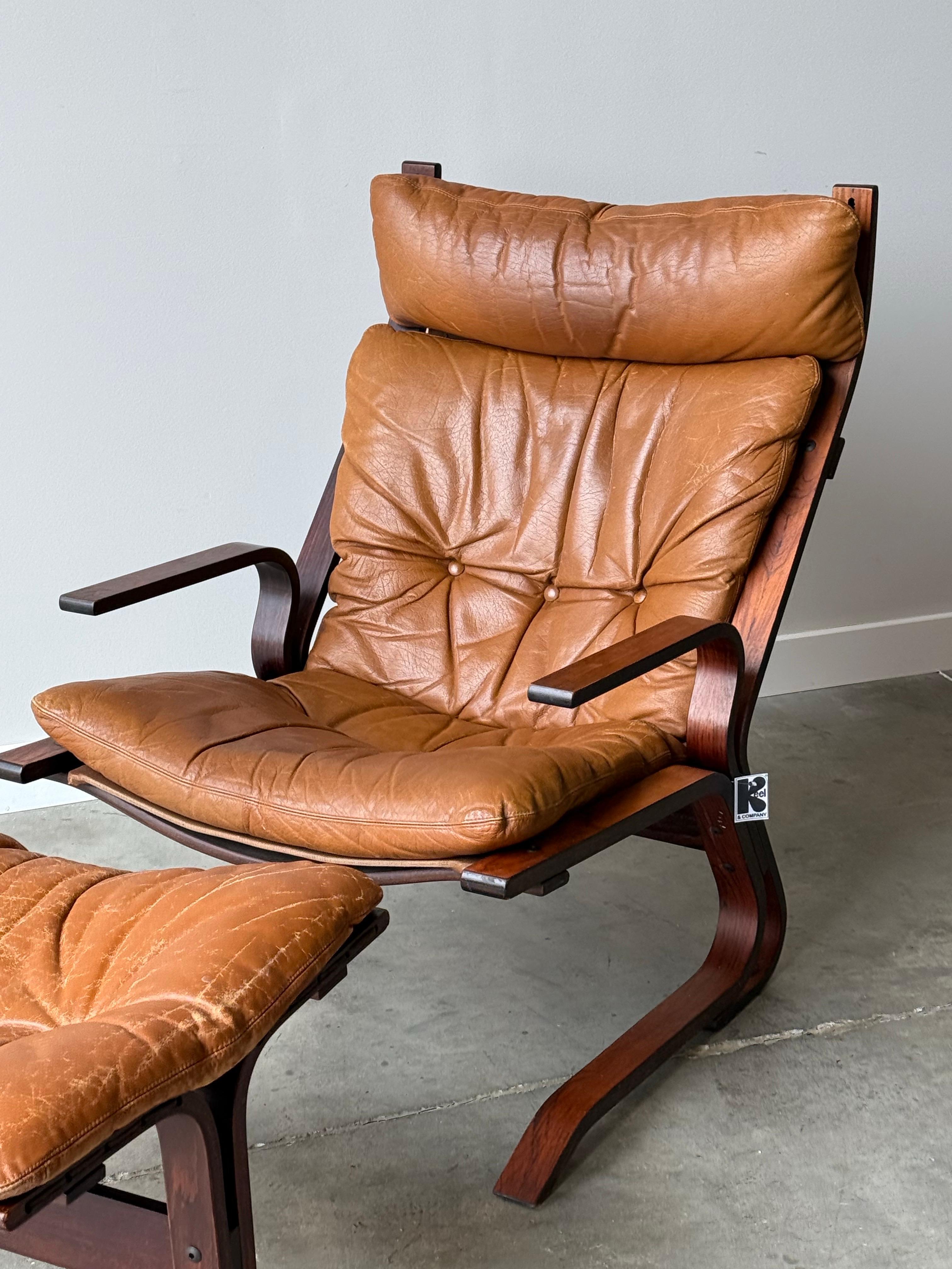 Mid-Century High Back Armchair and Ottoman by Oddvin Rykken for Rybo and Co. 4