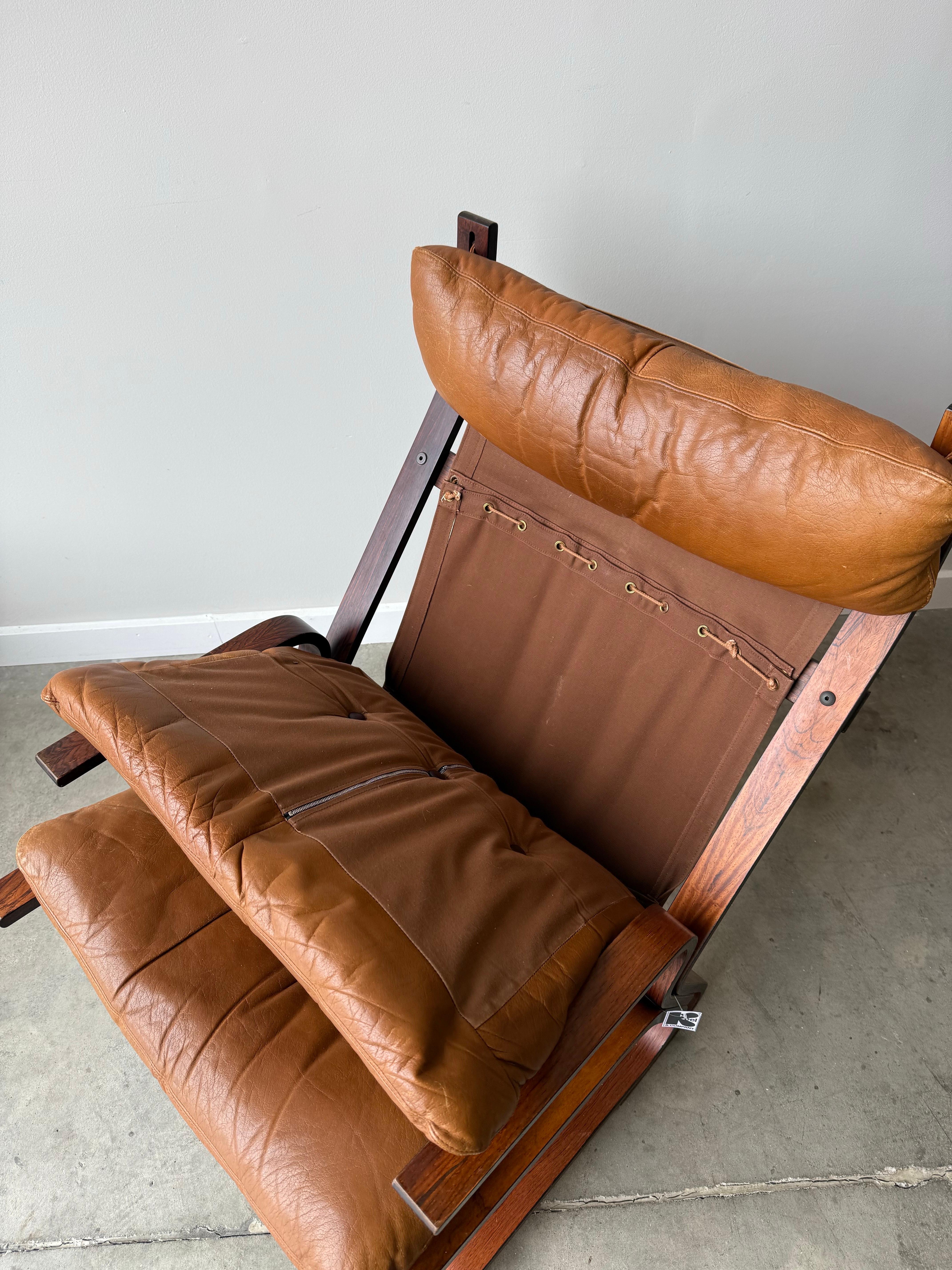 Mid-20th Century Mid-Century High Back Armchair and Ottoman by Oddvin Rykken for Rybo and Co.