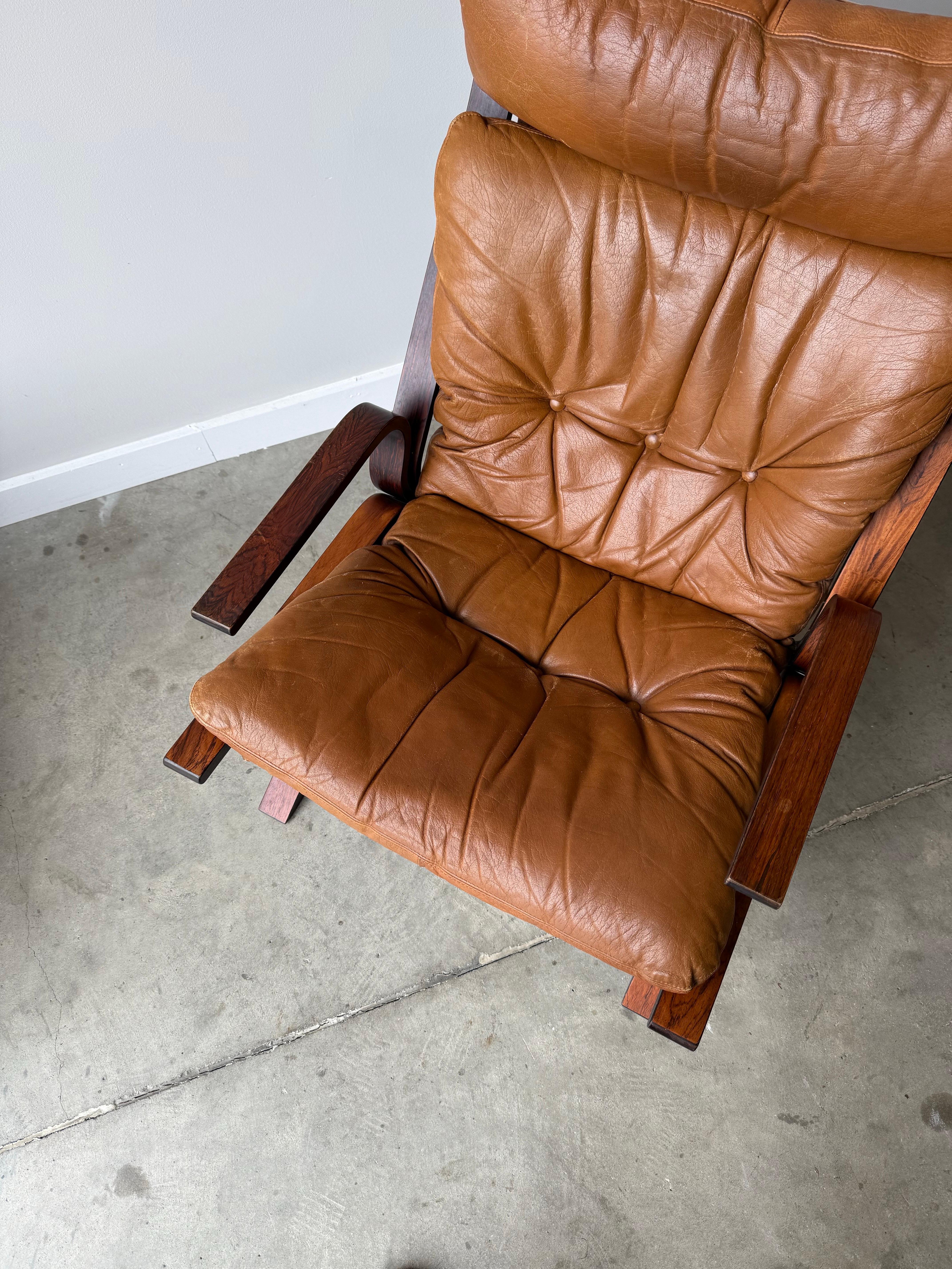 Mid-Century High Back Armchair and Ottoman by Oddvin Rykken for Rybo and Co. 1