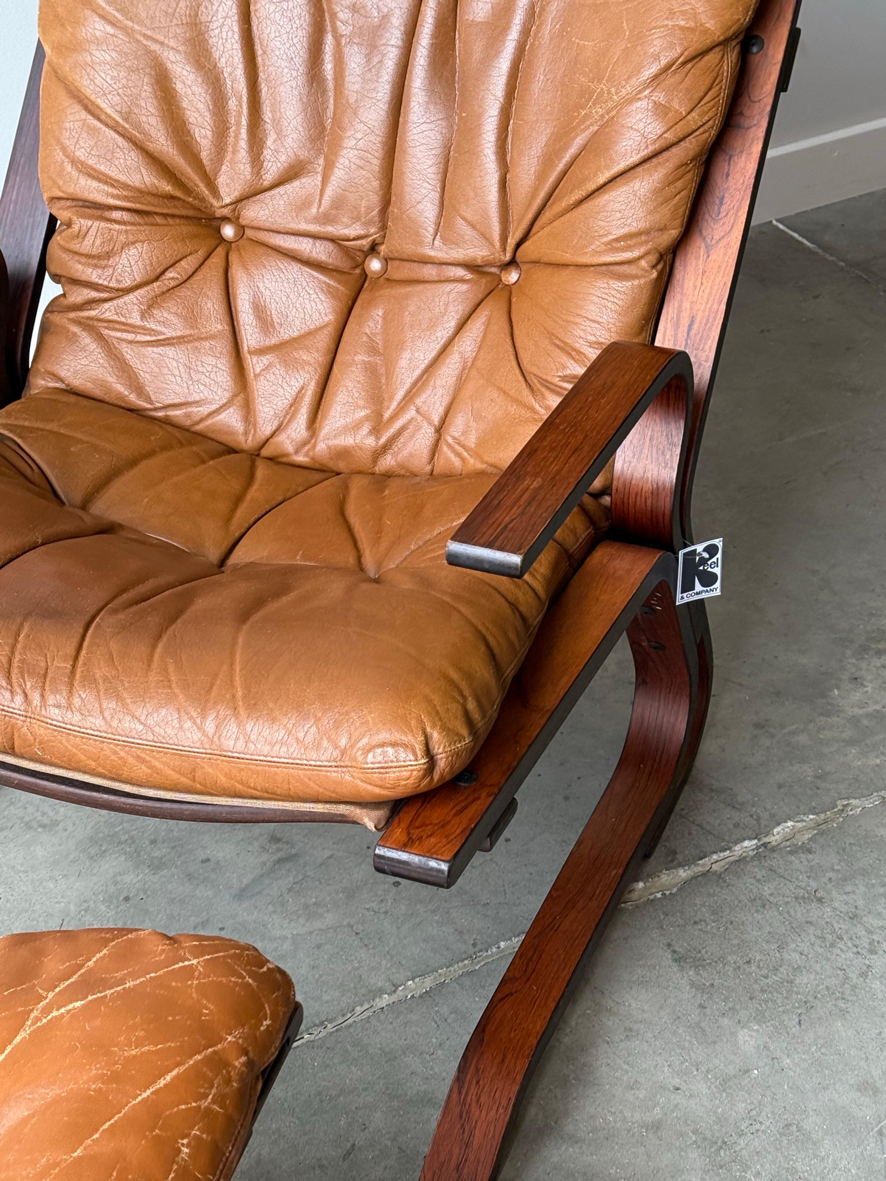 Mid-Century High Back Armchair and Ottoman by Oddvin Rykken for Rybo and Co. 2