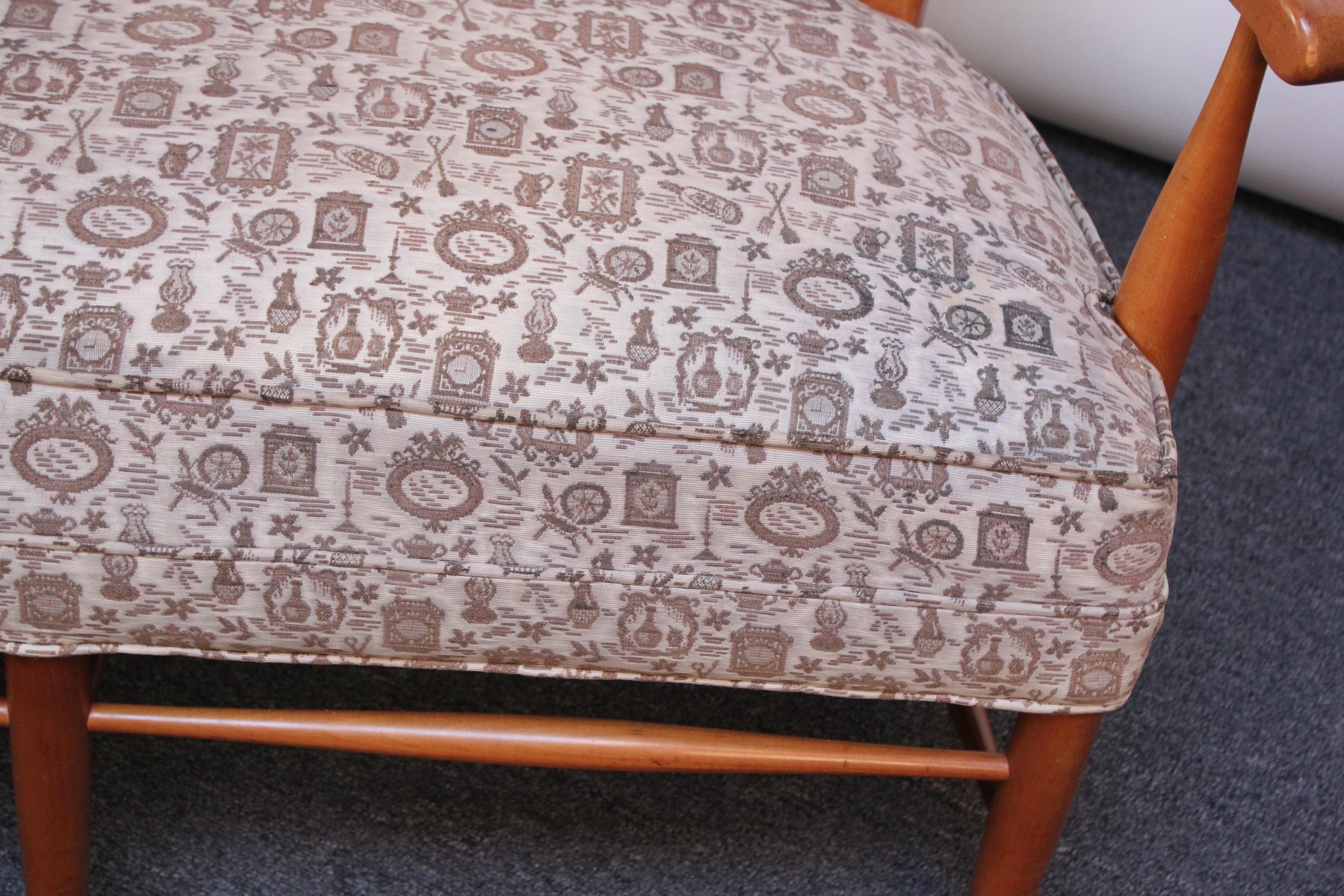 Mid-Century High-Back Birch Settee by Maxwell Royal For Sale 9