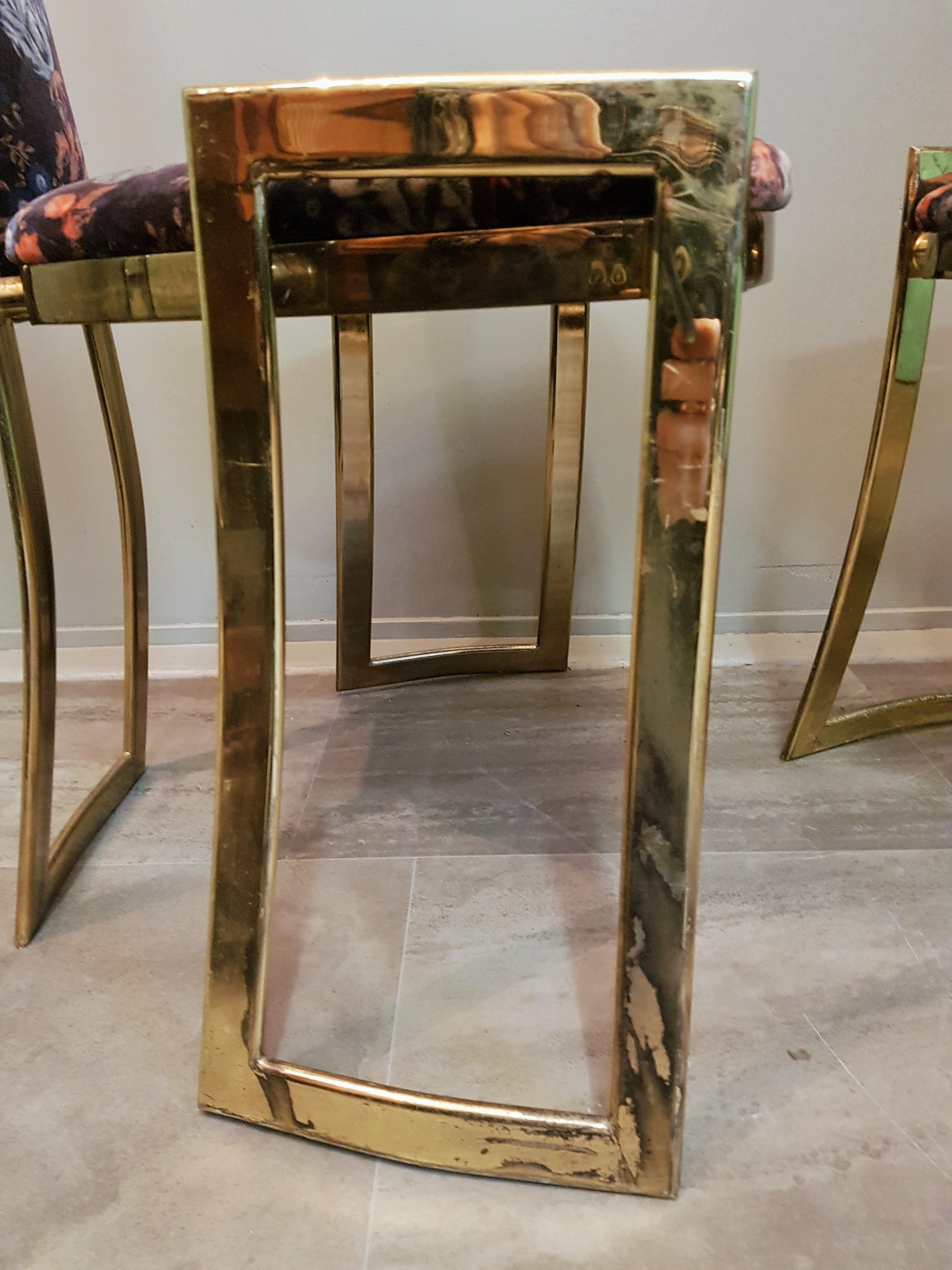 Midcentury High Back Brass Chairs Style Rizzo Hollywood Regency, France 1960s For Sale 12