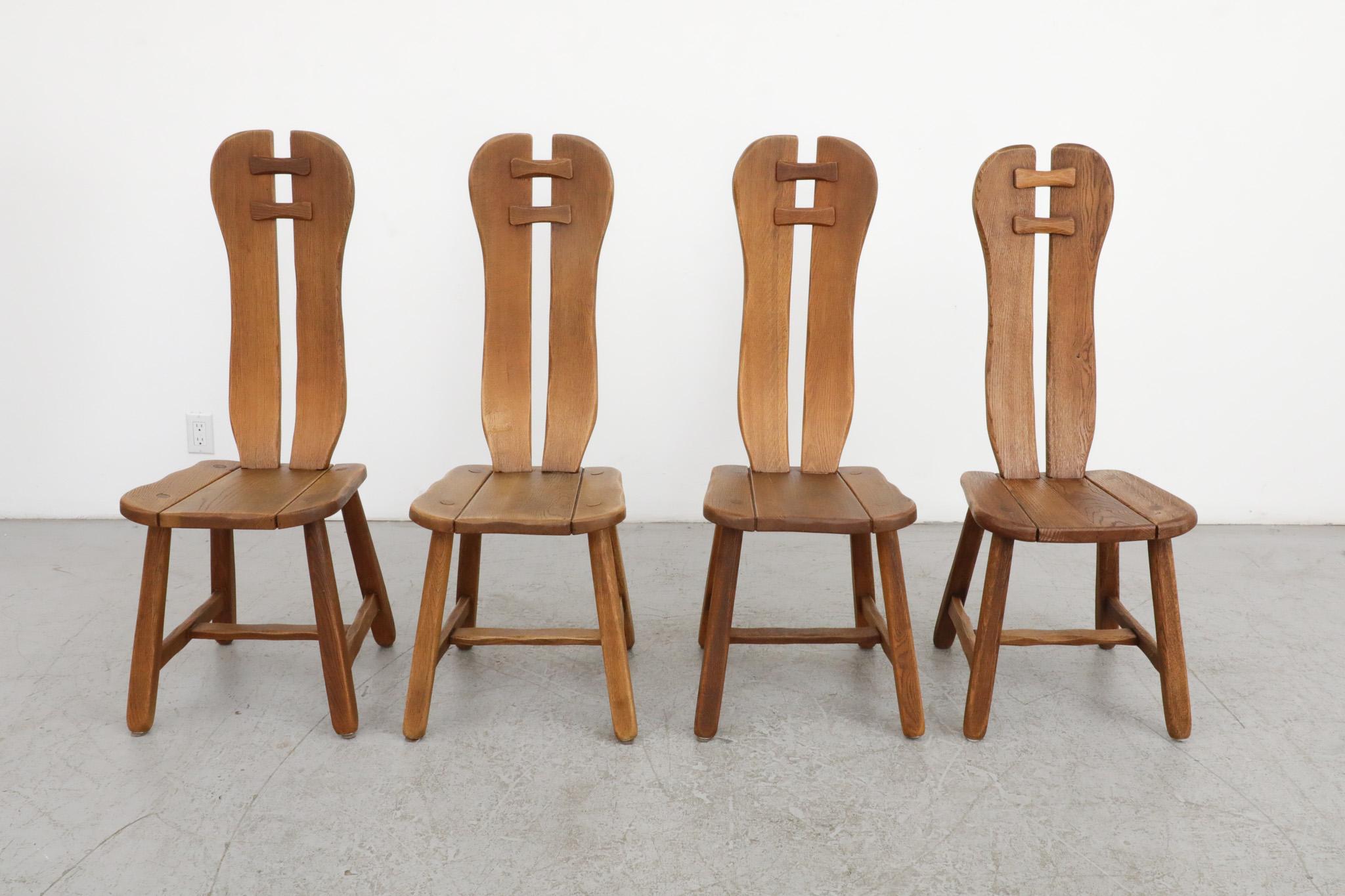 Mid-Century Modern Mid-Century High Back Brutalist Dining Chairs by  DePuydt For Sale