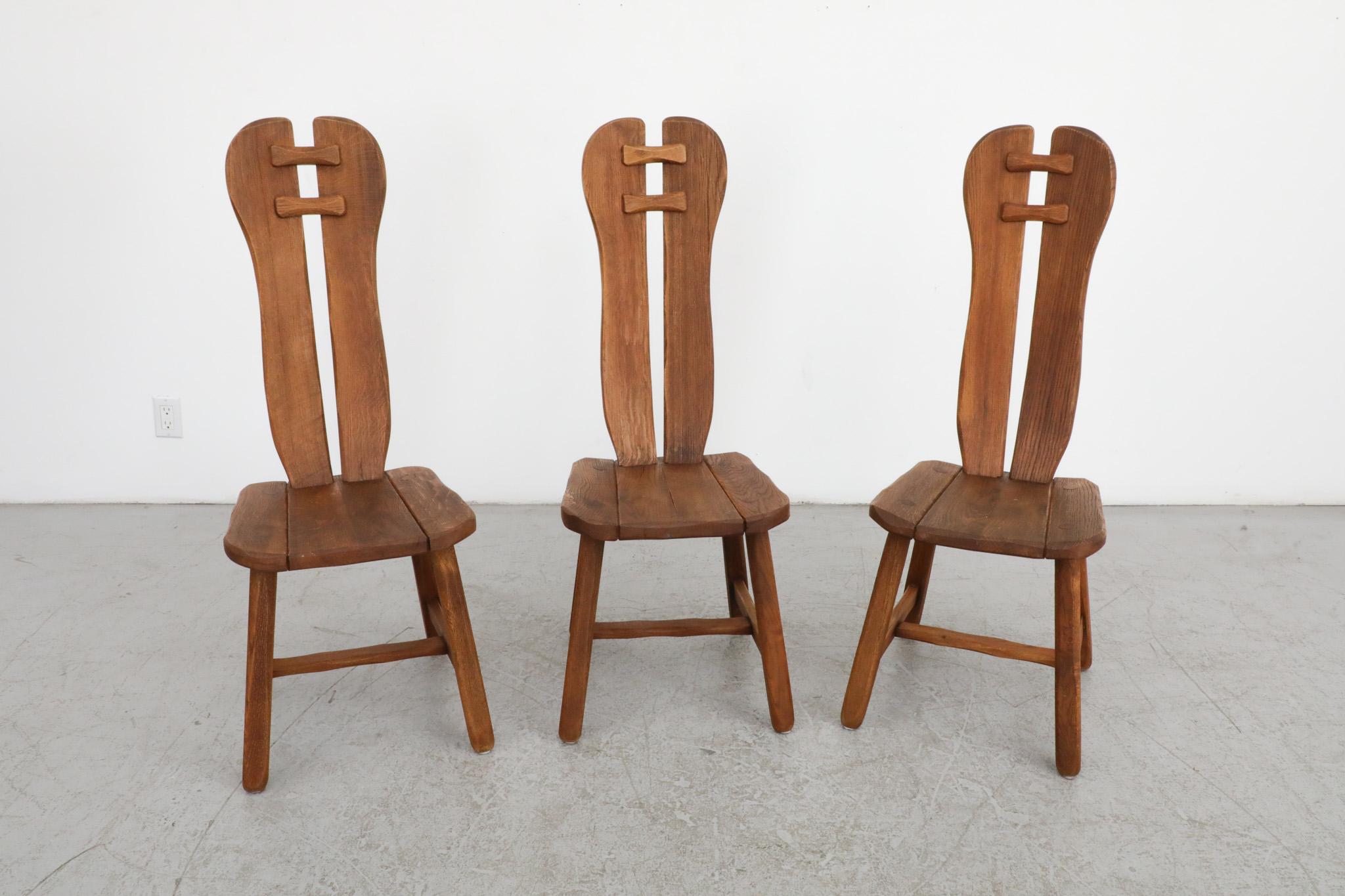 Mid-Century Modern Mid-Century High Back Brutalist Dining Chairs by  DePuydt For Sale