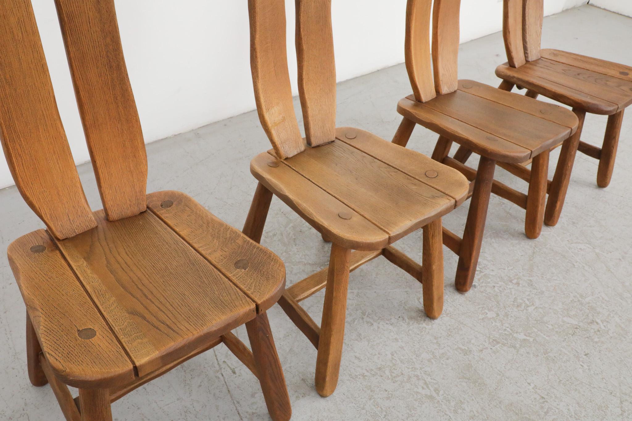 Belgian Mid-Century High Back Brutalist Dining Chairs by  DePuydt For Sale