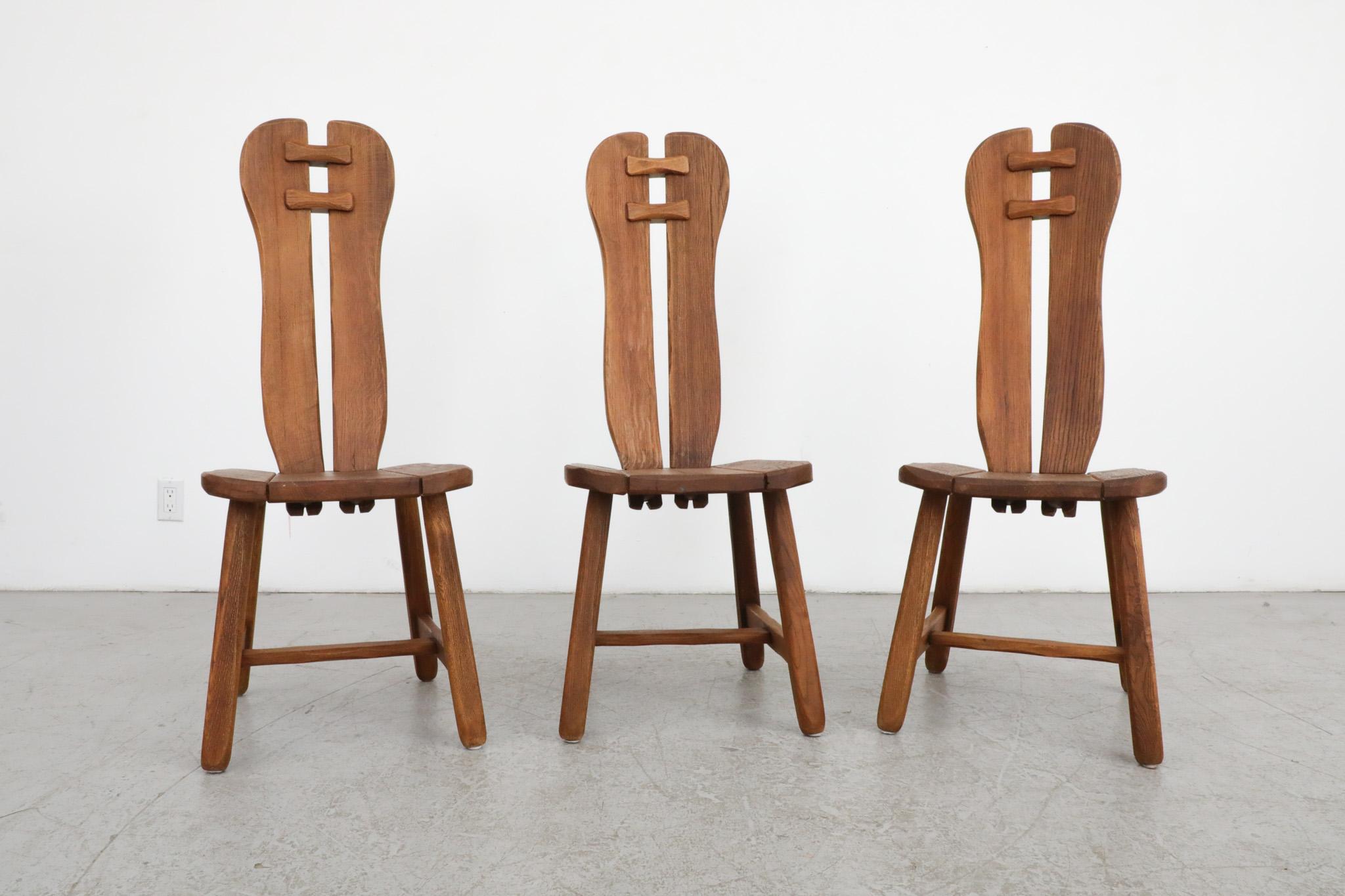Belgian Mid-Century High Back Brutalist Dining Chairs by  DePuydt