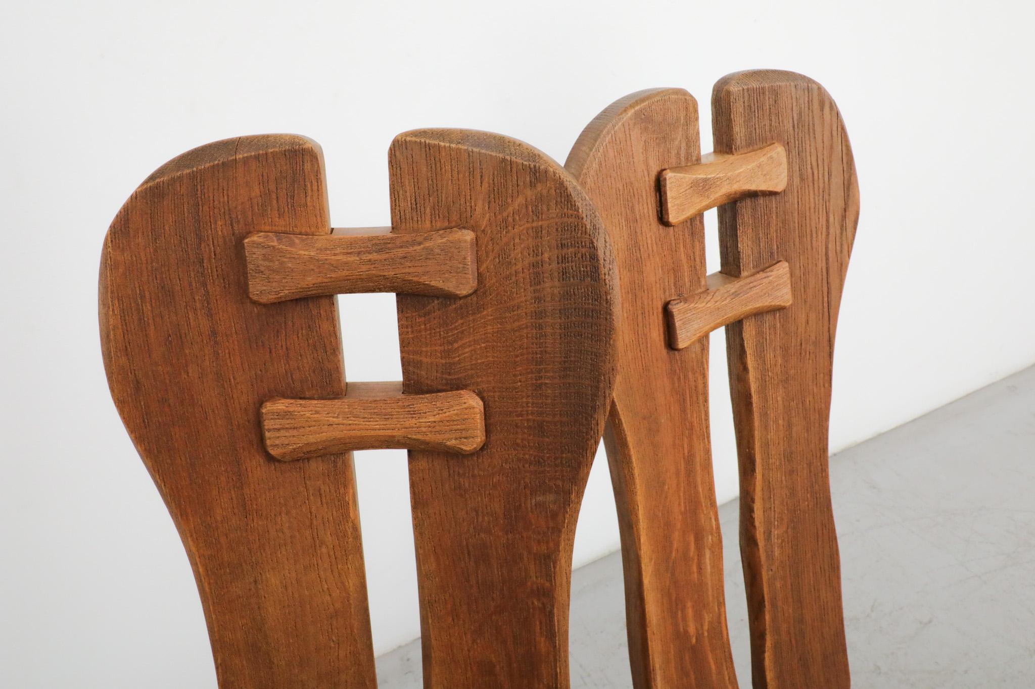 Mid-Century High Back Brutalist Dining Chairs by  DePuydt In Good Condition For Sale In Los Angeles, CA