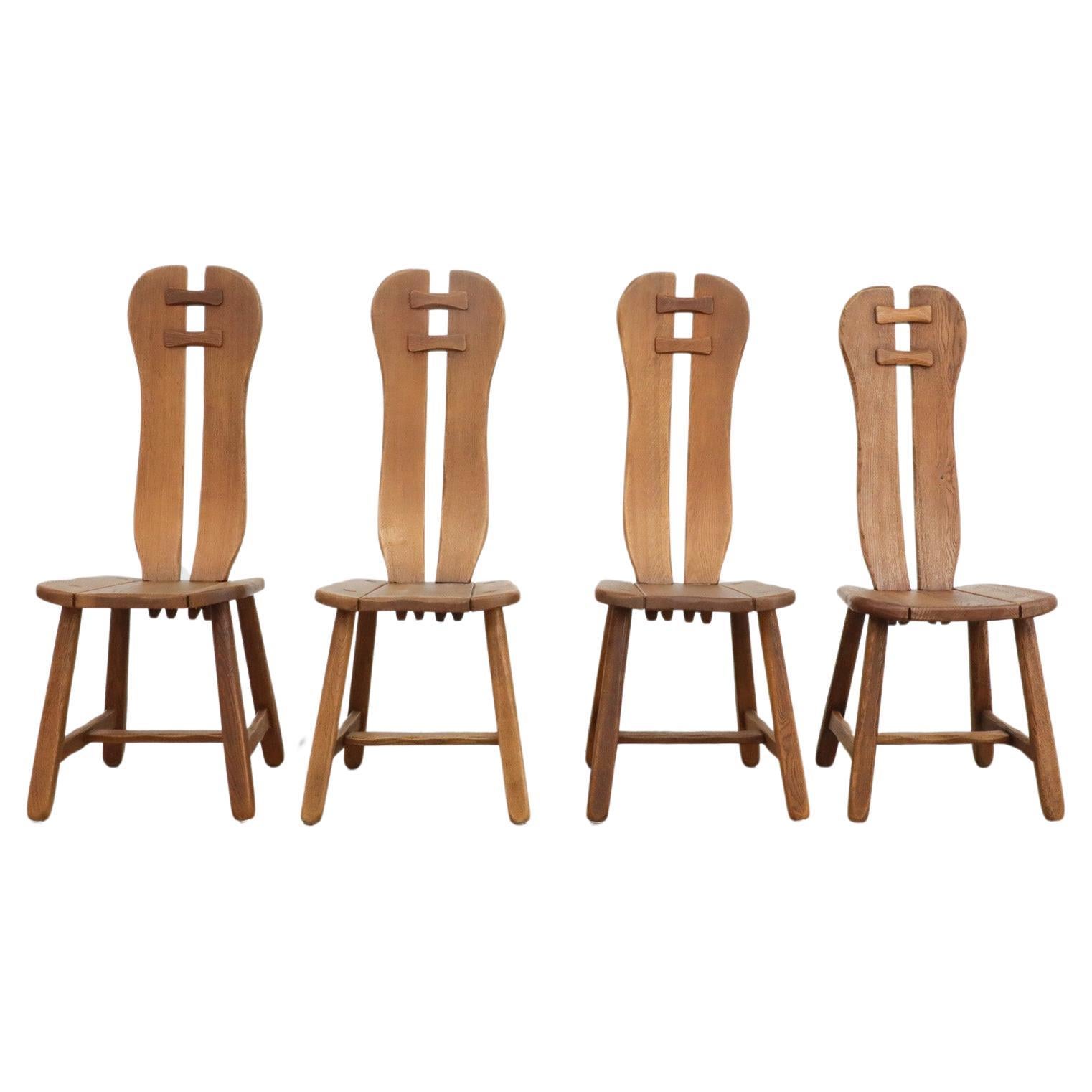 Mid-Century High Back Brutalist Dining Chairs by  DePuydt