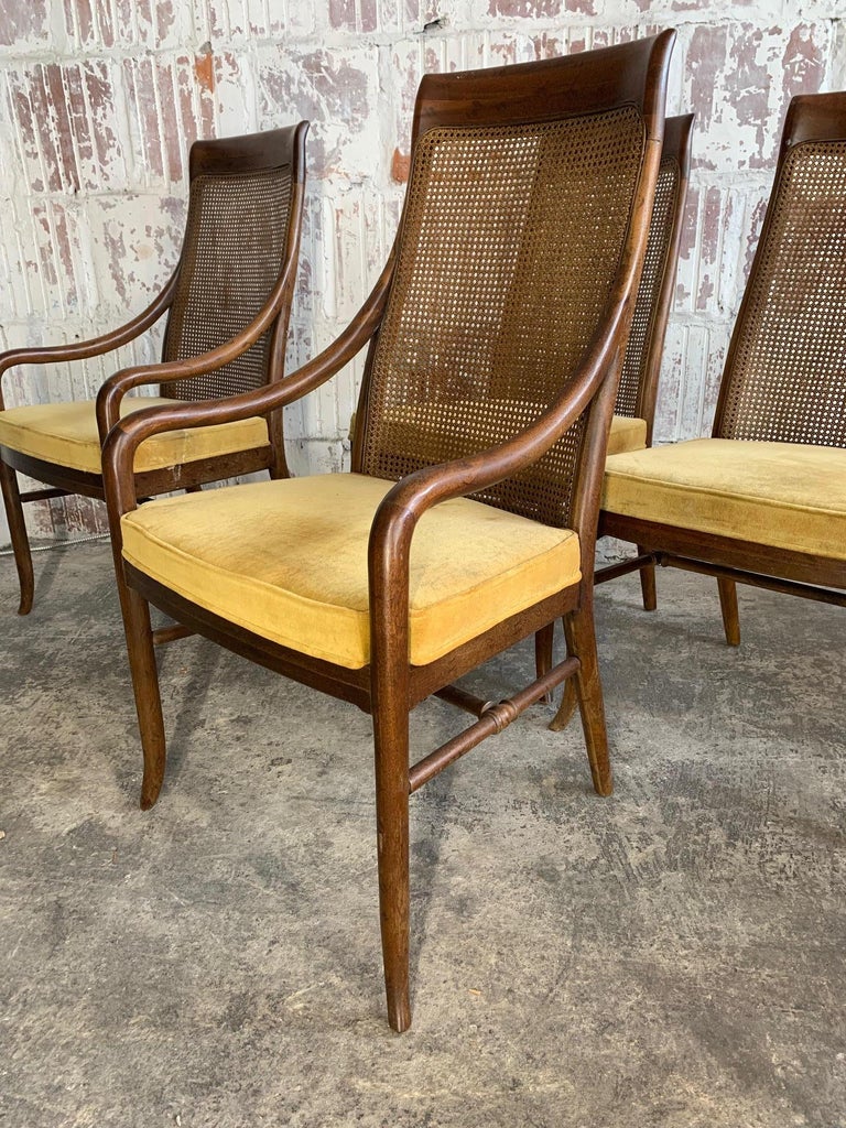 Midcentury High Back Cane Dining Chairs by Drexel at 1stDibs