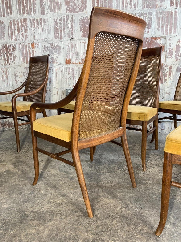 Midcentury High Back Cane Dining Chairs by Drexel at 1stDibs